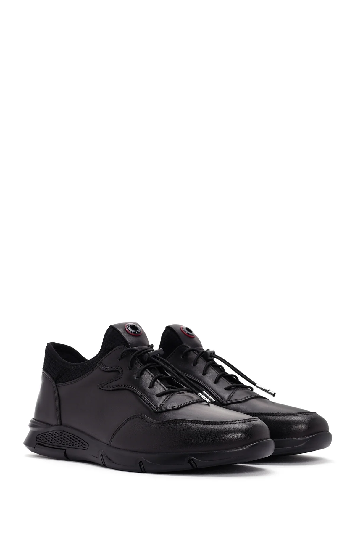 Erkek Siyah Bağcıklı Deri Sneaker - Image 3