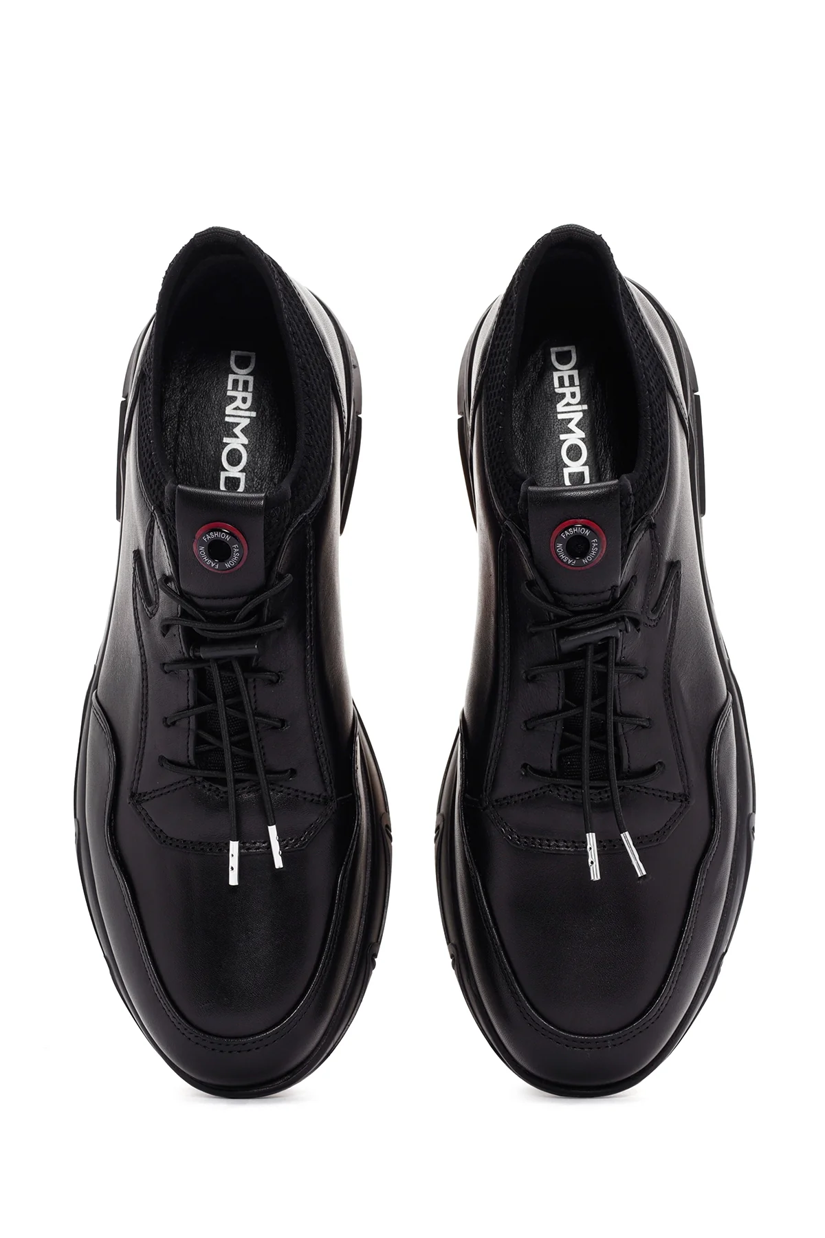 Erkek Siyah Bağcıklı Deri Sneaker - Image 7