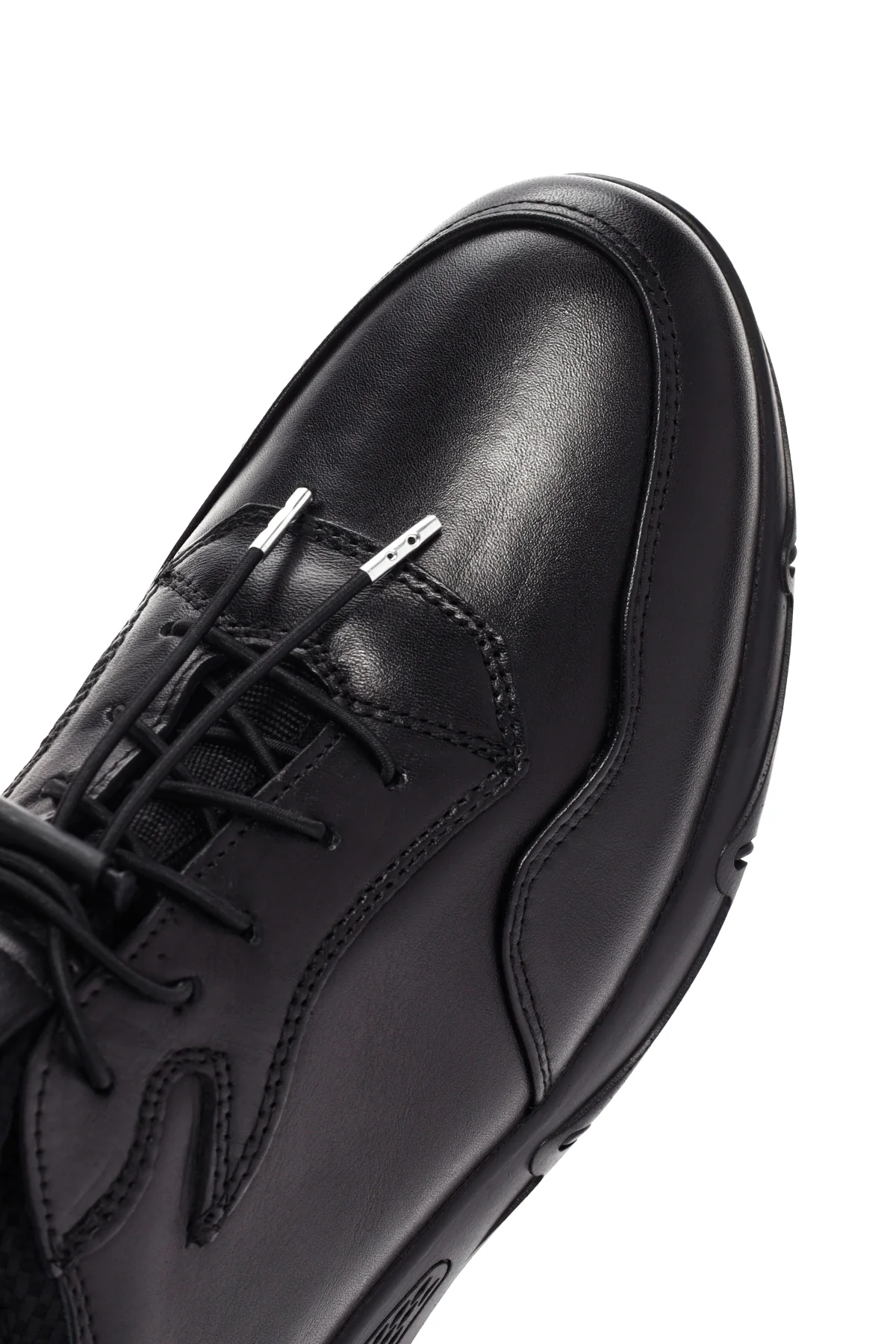 Erkek Siyah Bağcıklı Deri Sneaker - Image 9