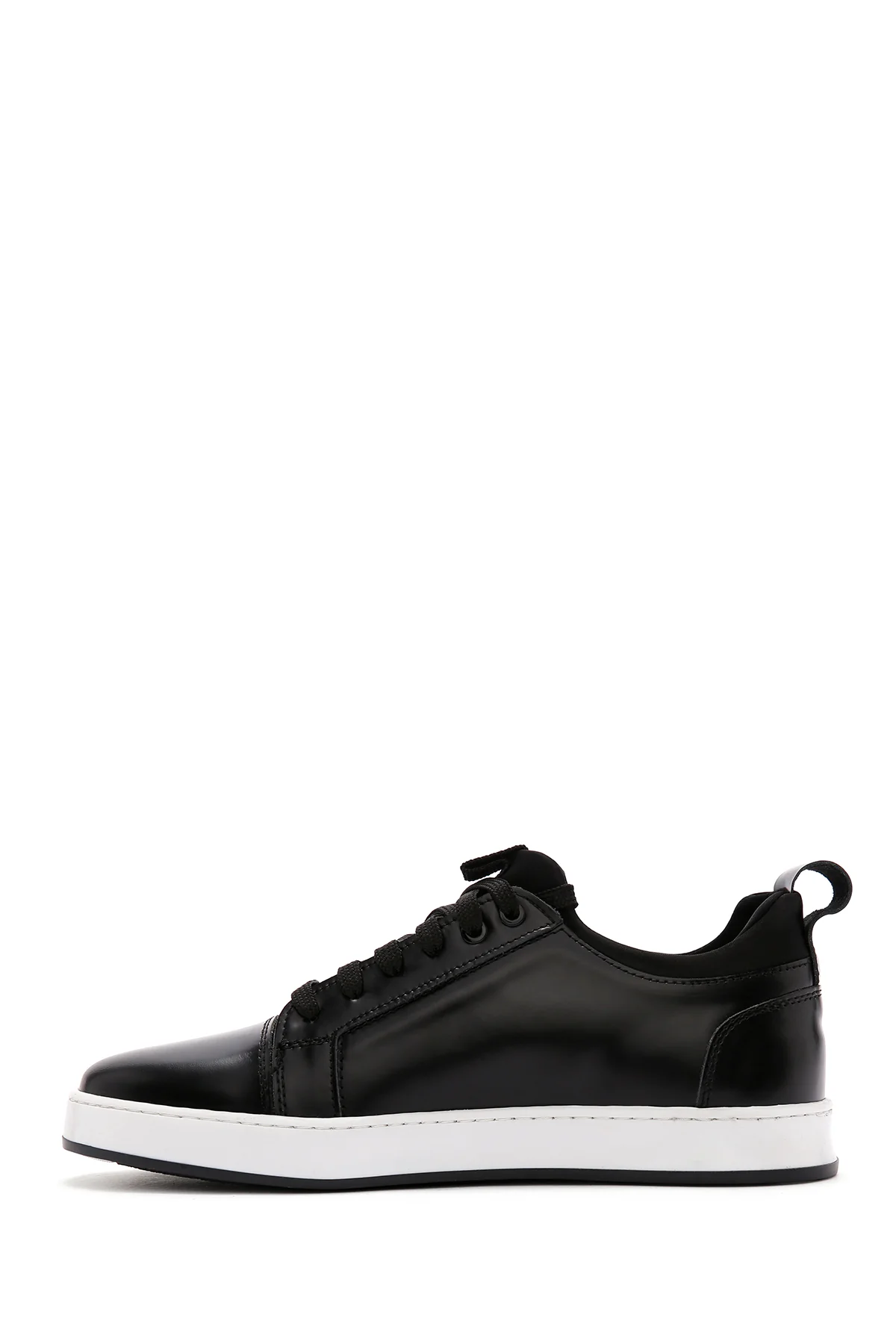 Erkek Siyah Bağcıklı Deri Sneaker - Image 2