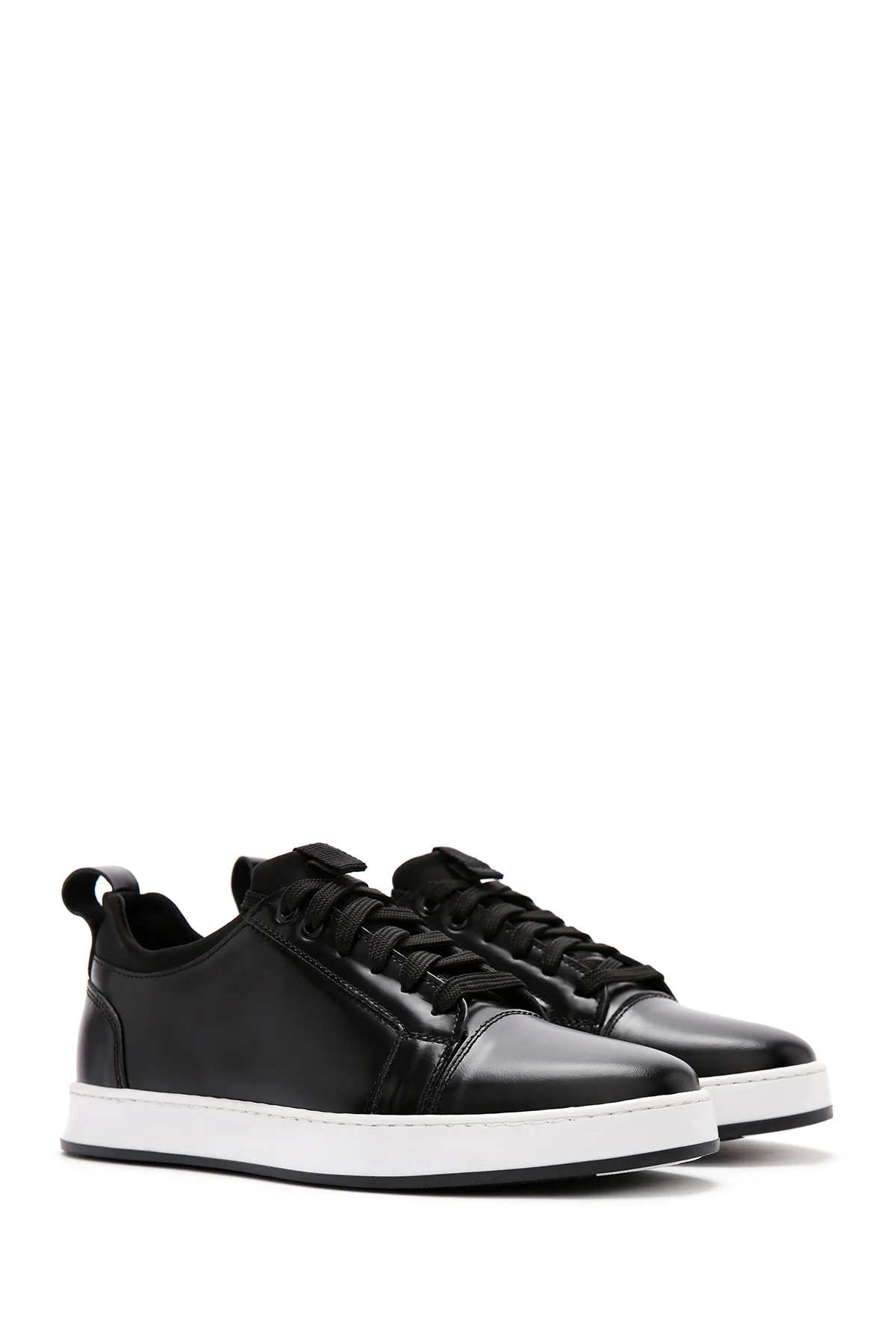 Erkek Siyah Bağcıklı Deri Sneaker - Image 3