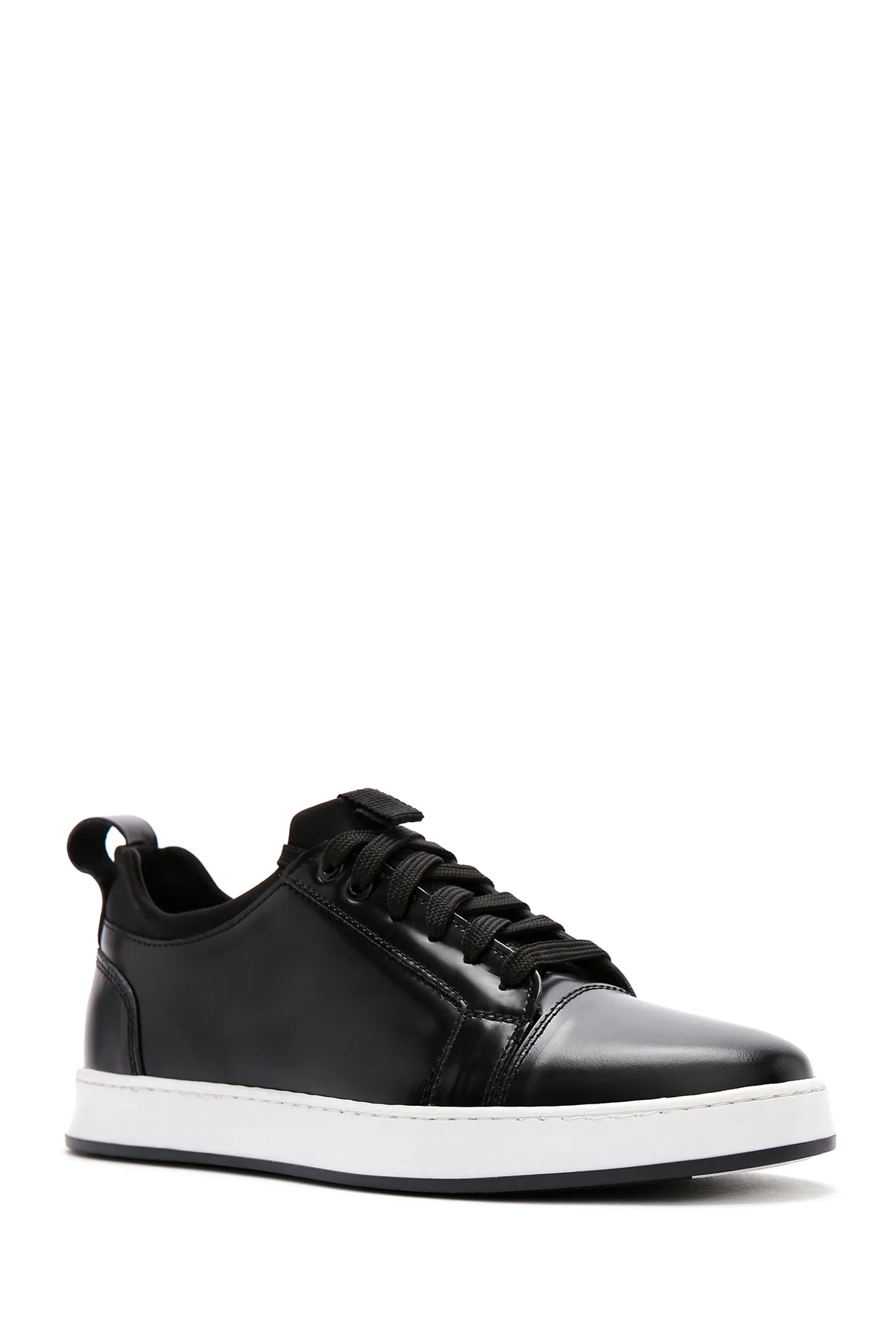 Erkek Siyah Bağcıklı Deri Sneaker - Image 6