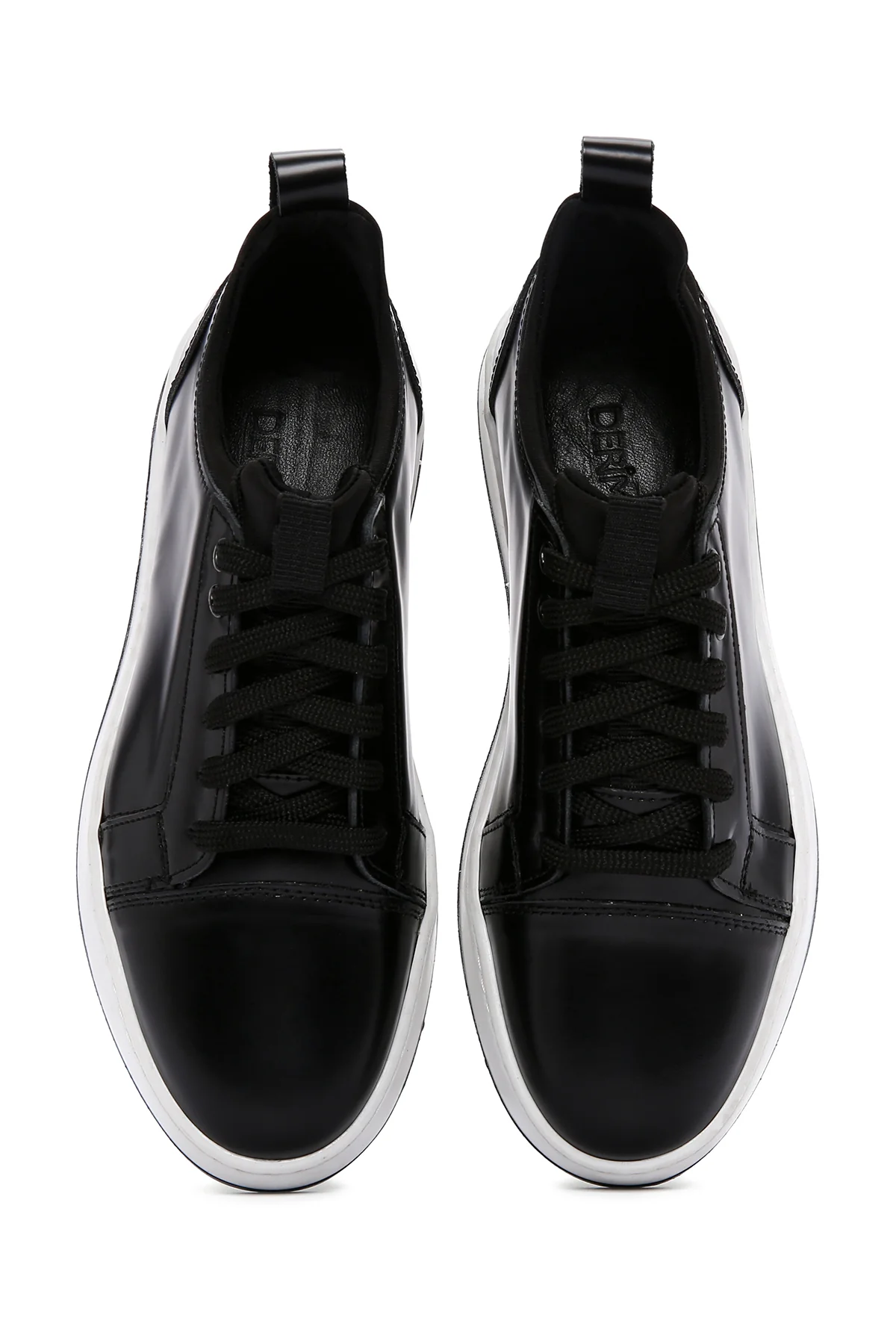 Erkek Siyah Bağcıklı Deri Sneaker - Image 7