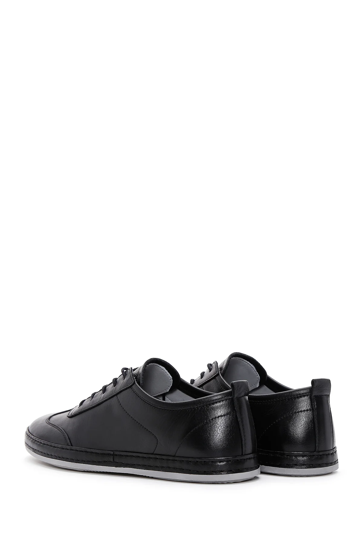 Erkek Siyah Bağcıklı Deri Sneaker - Image 5