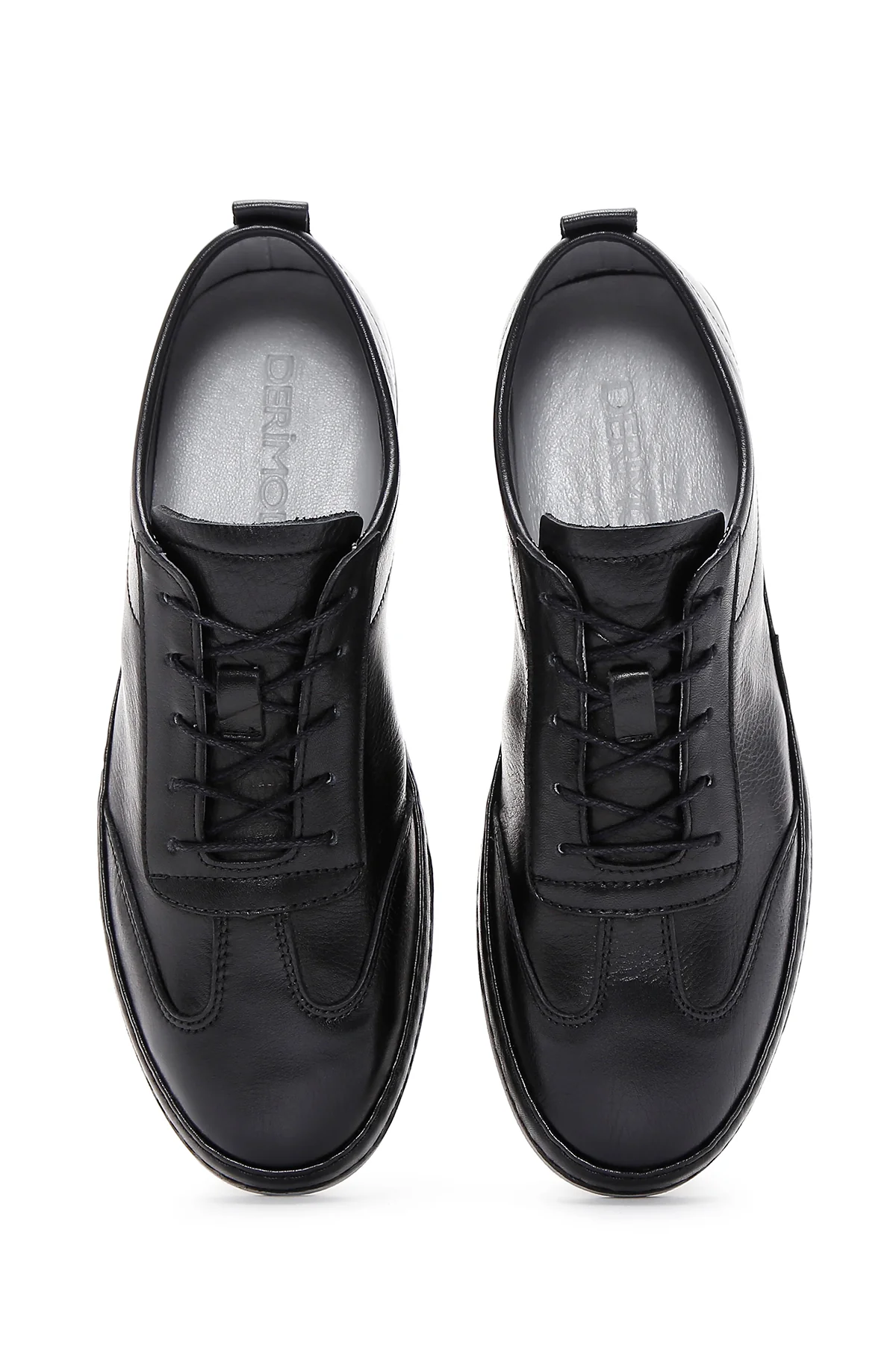 Erkek Siyah Bağcıklı Deri Sneaker - Image 6