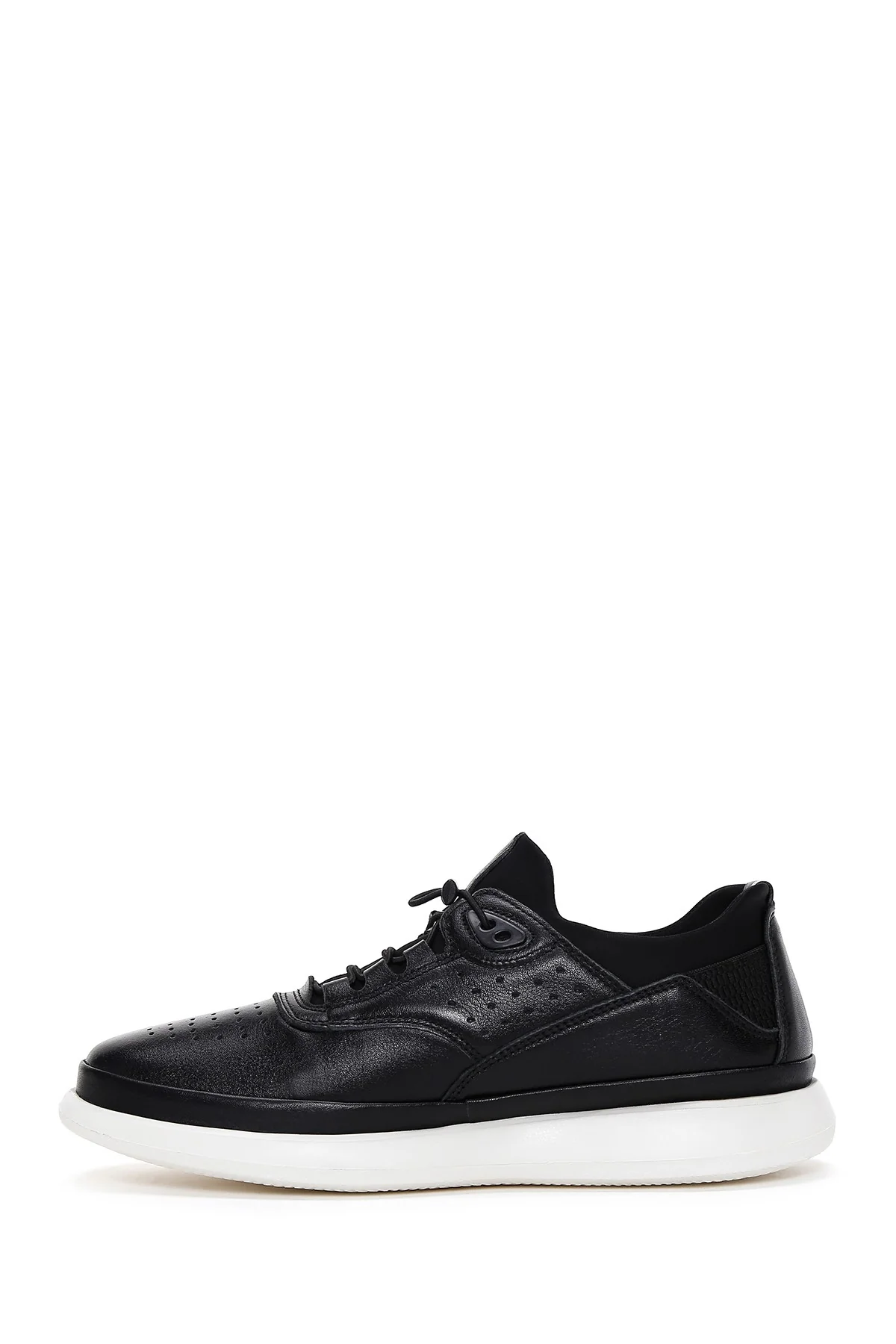 Erkek Siyah Bağcıklı Deri Sneaker - Image 2