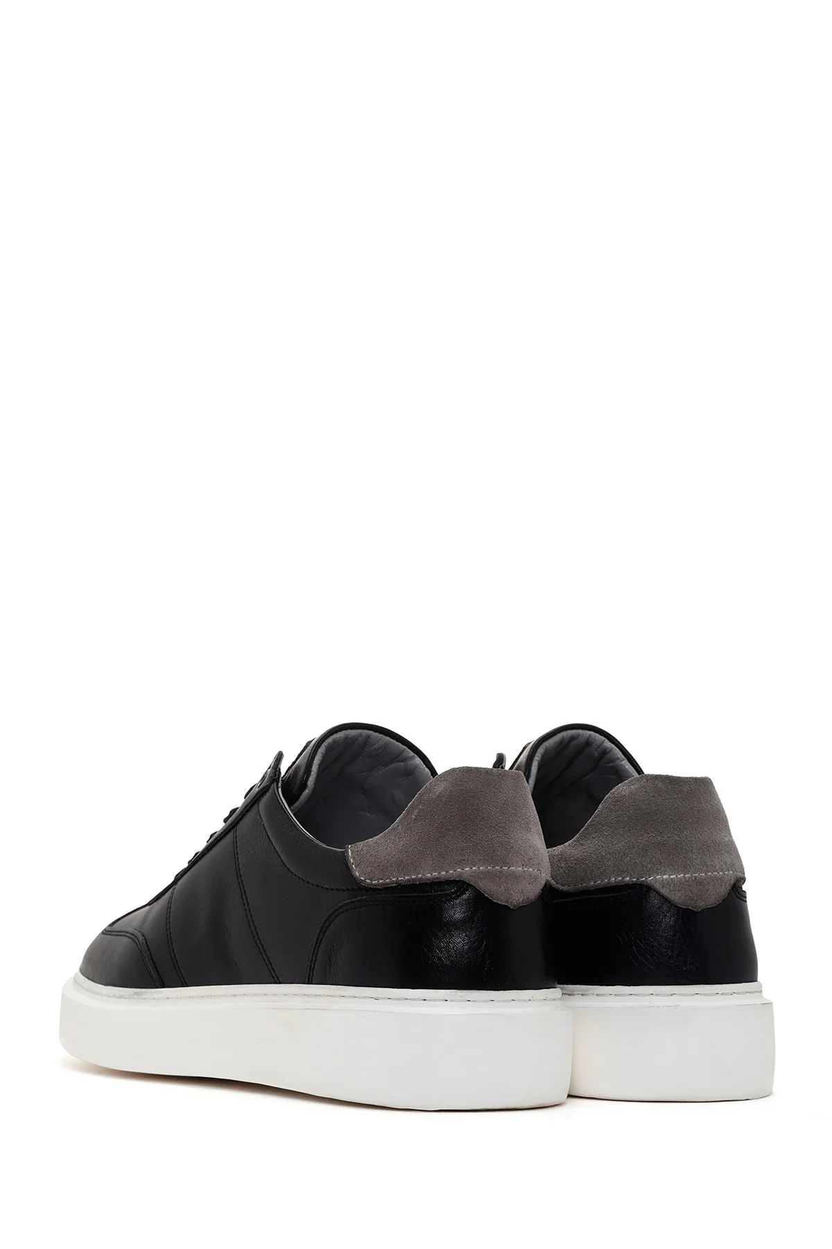 Erkek Siyah Bağcıklı Deri Sneaker - Image 5