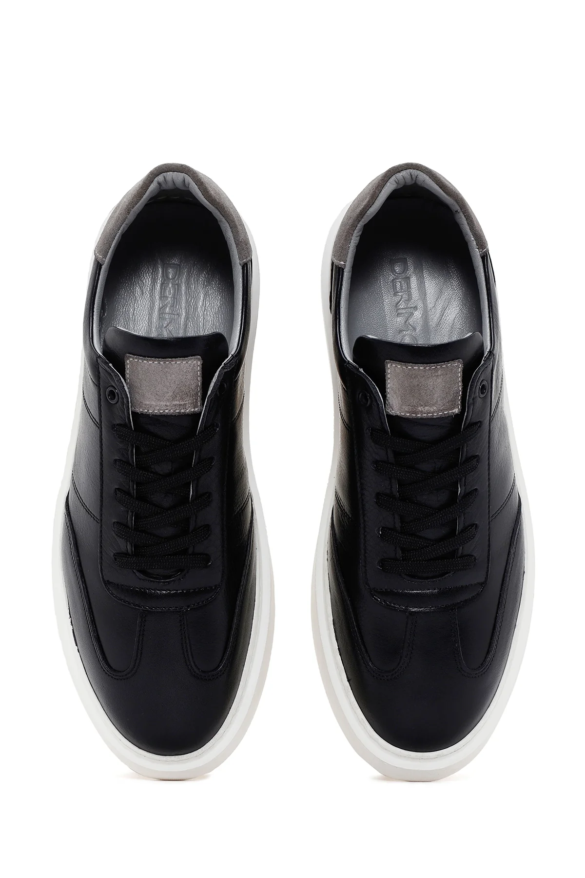 Erkek Siyah Bağcıklı Deri Sneaker - Image 6