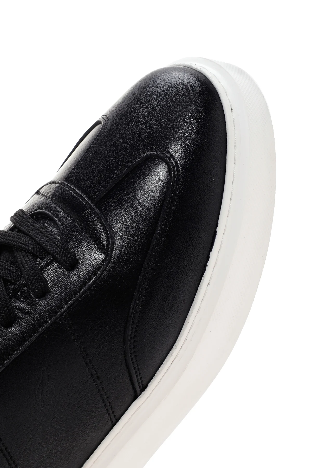 Erkek Siyah Bağcıklı Deri Sneaker - Image 8