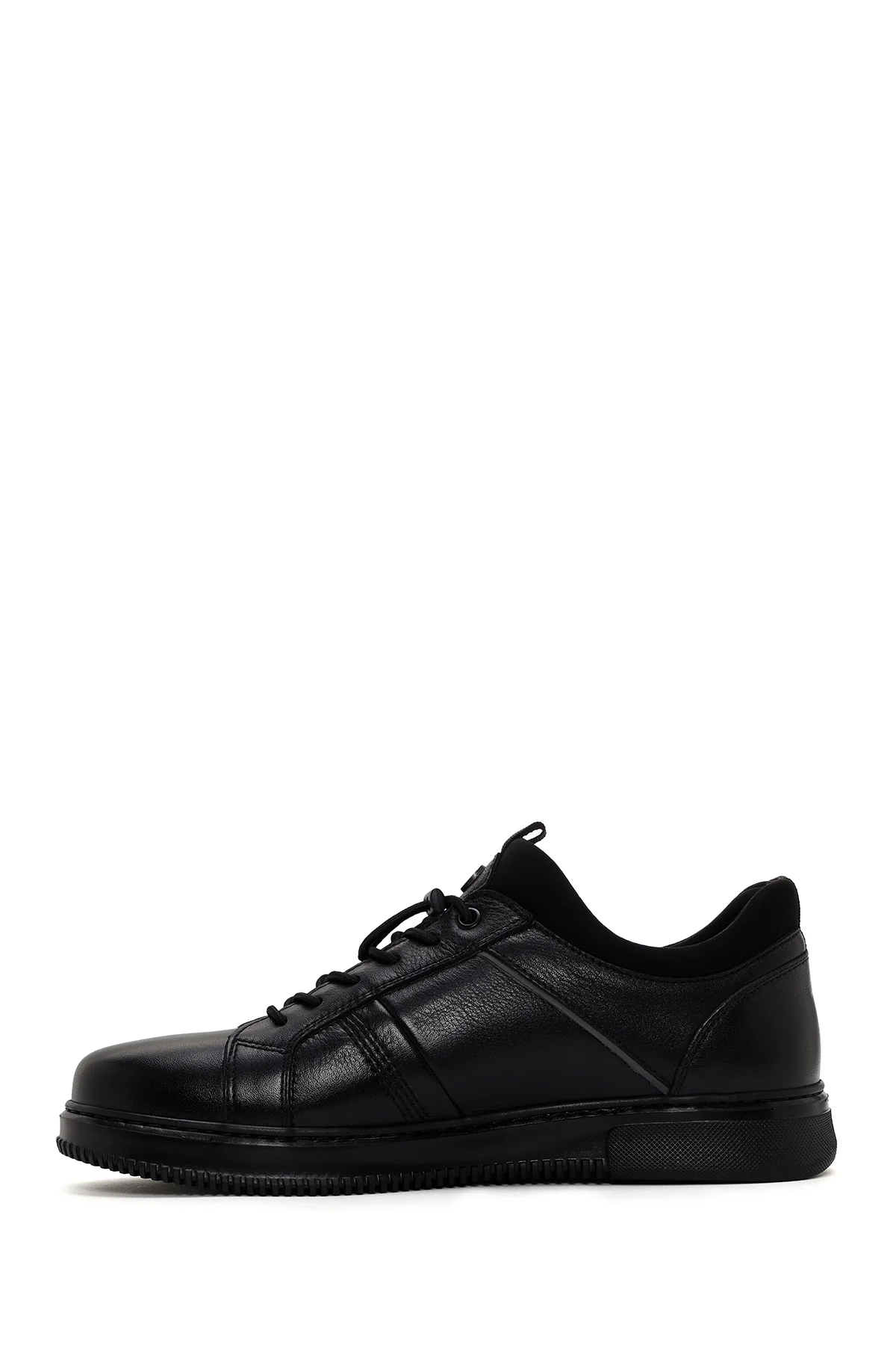 Erkek Siyah Bağcıklı Deri Sneaker - Image 2