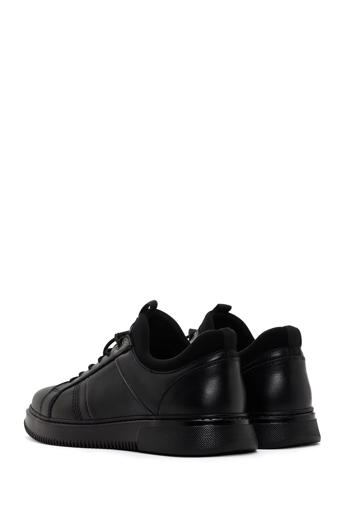 Erkek Siyah Bağcıklı Deri Sneaker - Image 4
