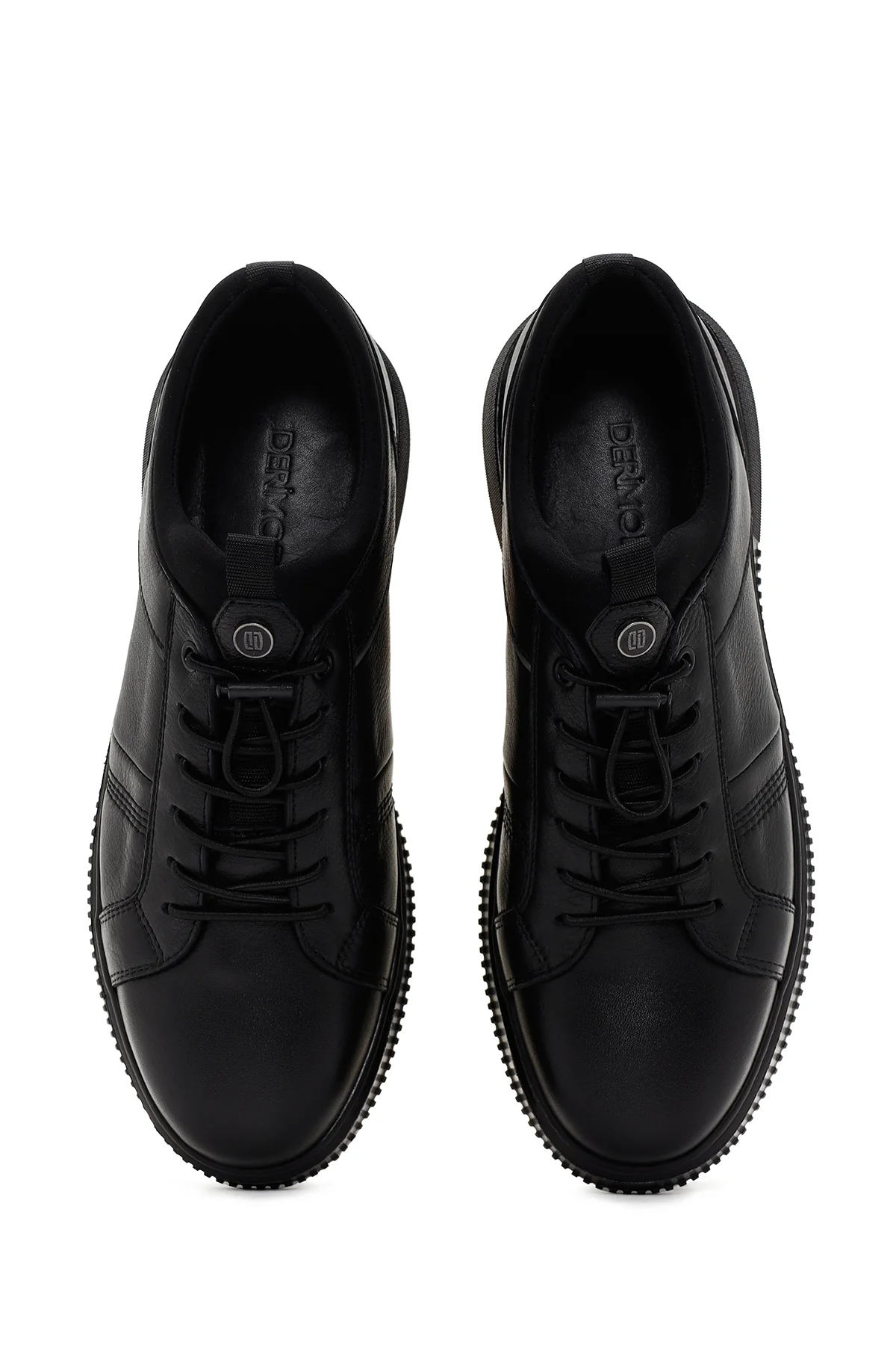Erkek Siyah Bağcıklı Deri Sneaker - Image 5