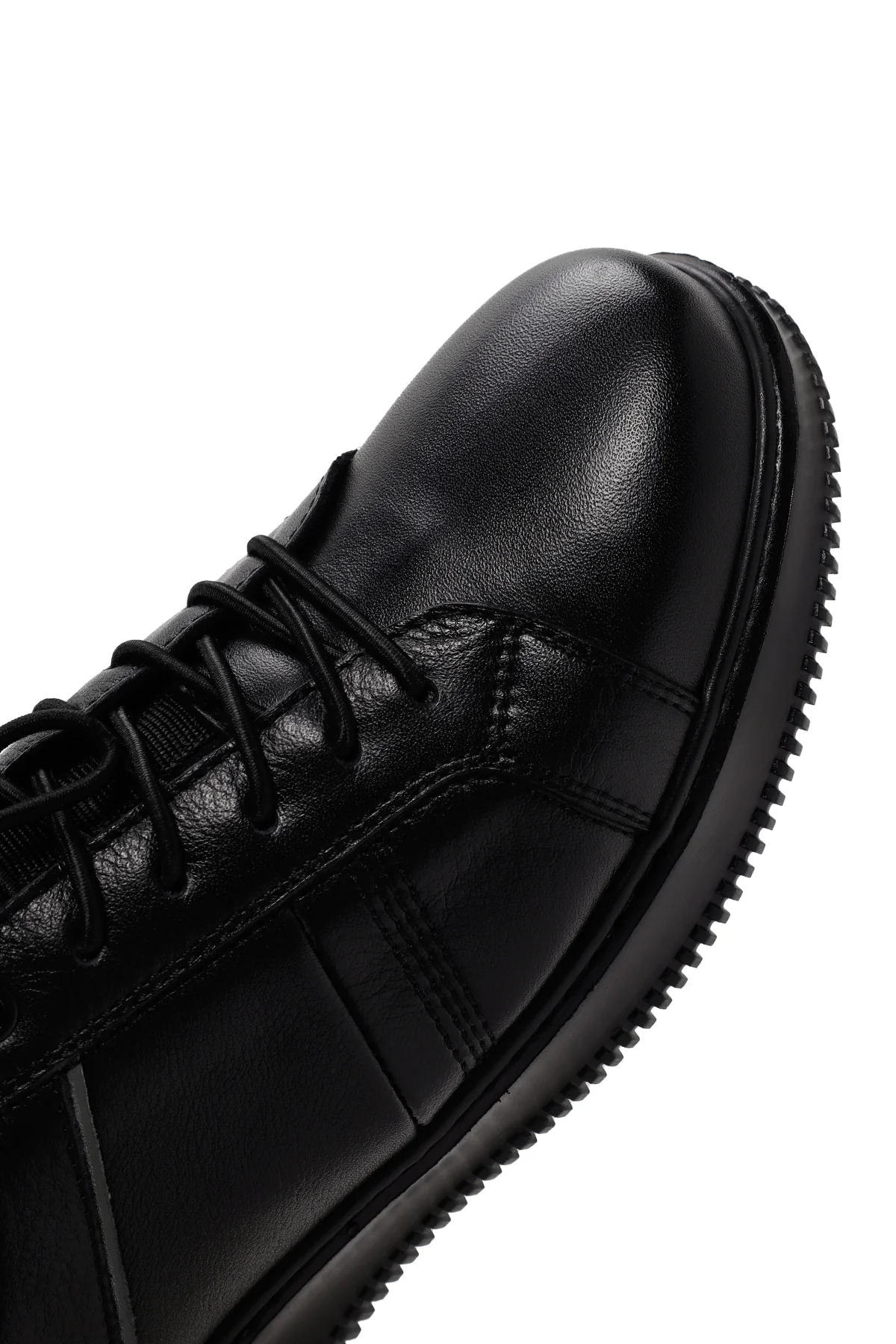 Erkek Siyah Bağcıklı Deri Sneaker - Image 8