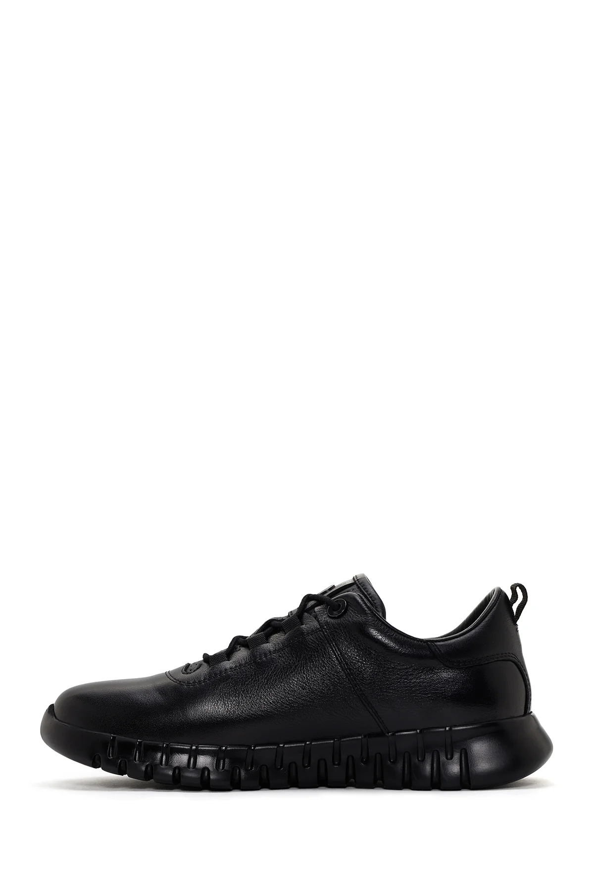 Erkek Siyah Bağcıklı Deri Sneaker - Image 2