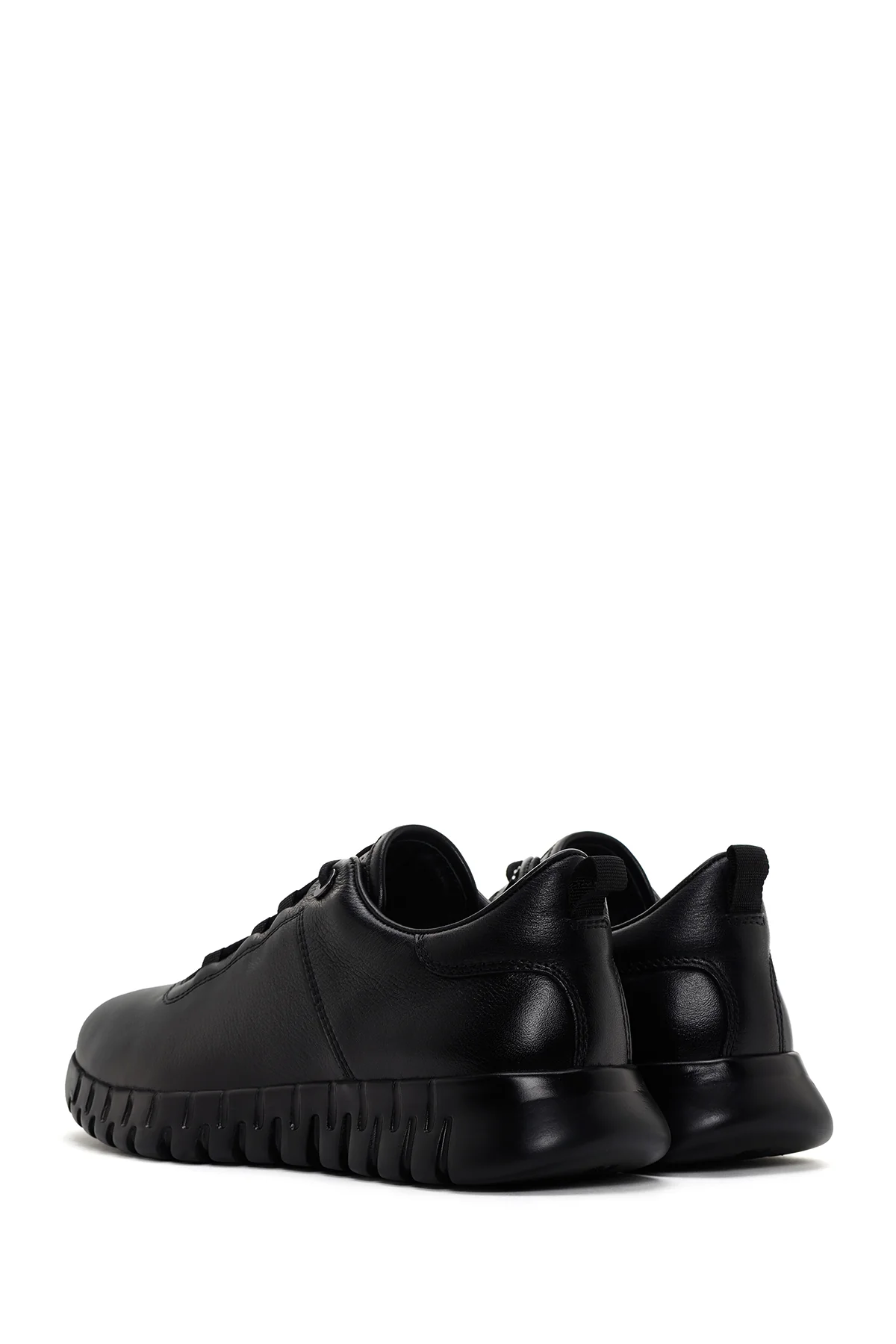 Erkek Siyah Bağcıklı Deri Sneaker - Image 5