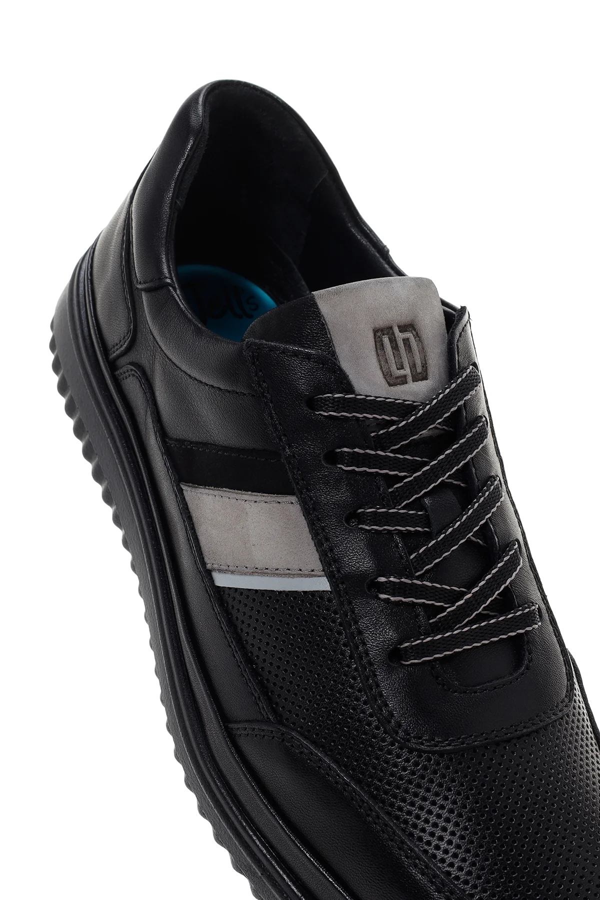 Erkek Siyah Bağcıklı Deri Sneaker - Image 10