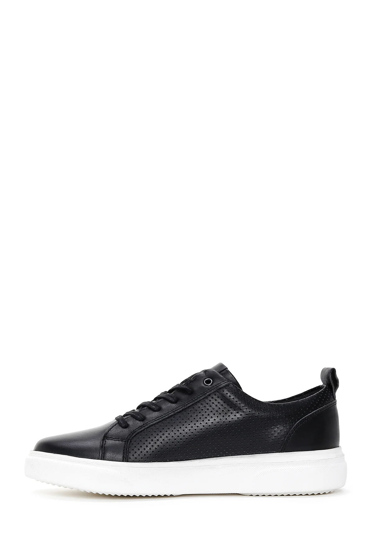 Erkek Siyah Bağcıklı Deri Sneaker - Image 2