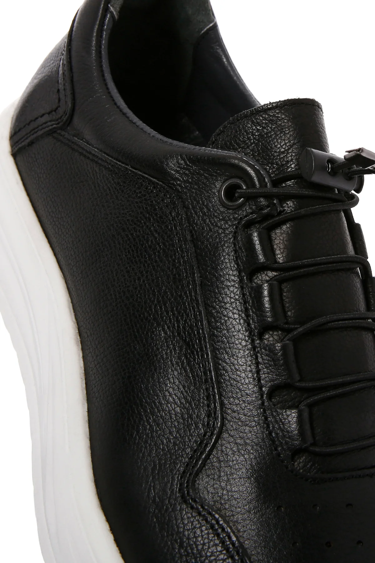 Erkek Siyah Bağcıklı Deri Sneaker - Image 11