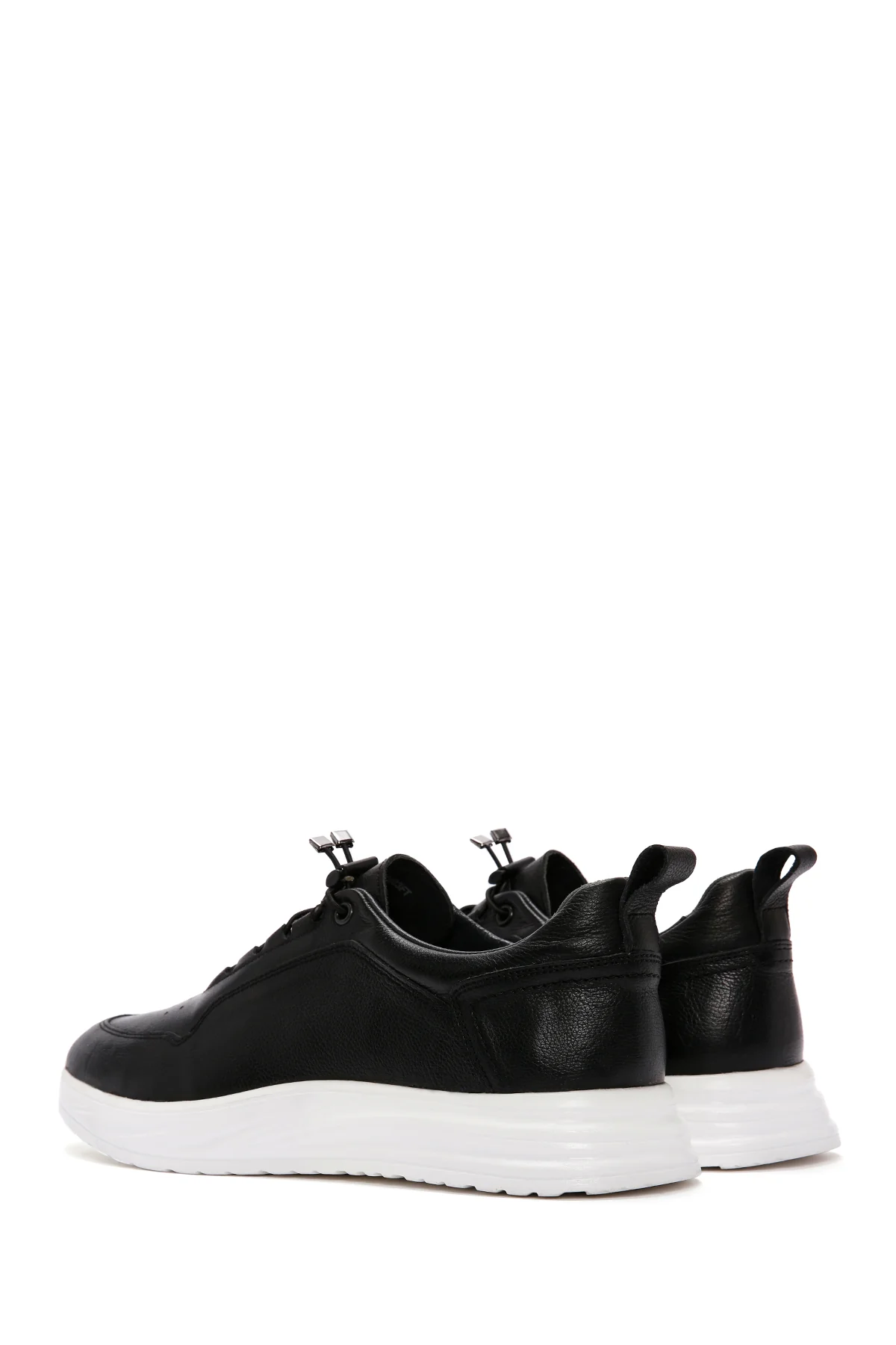 Erkek Siyah Bağcıklı Deri Sneaker - Image 5