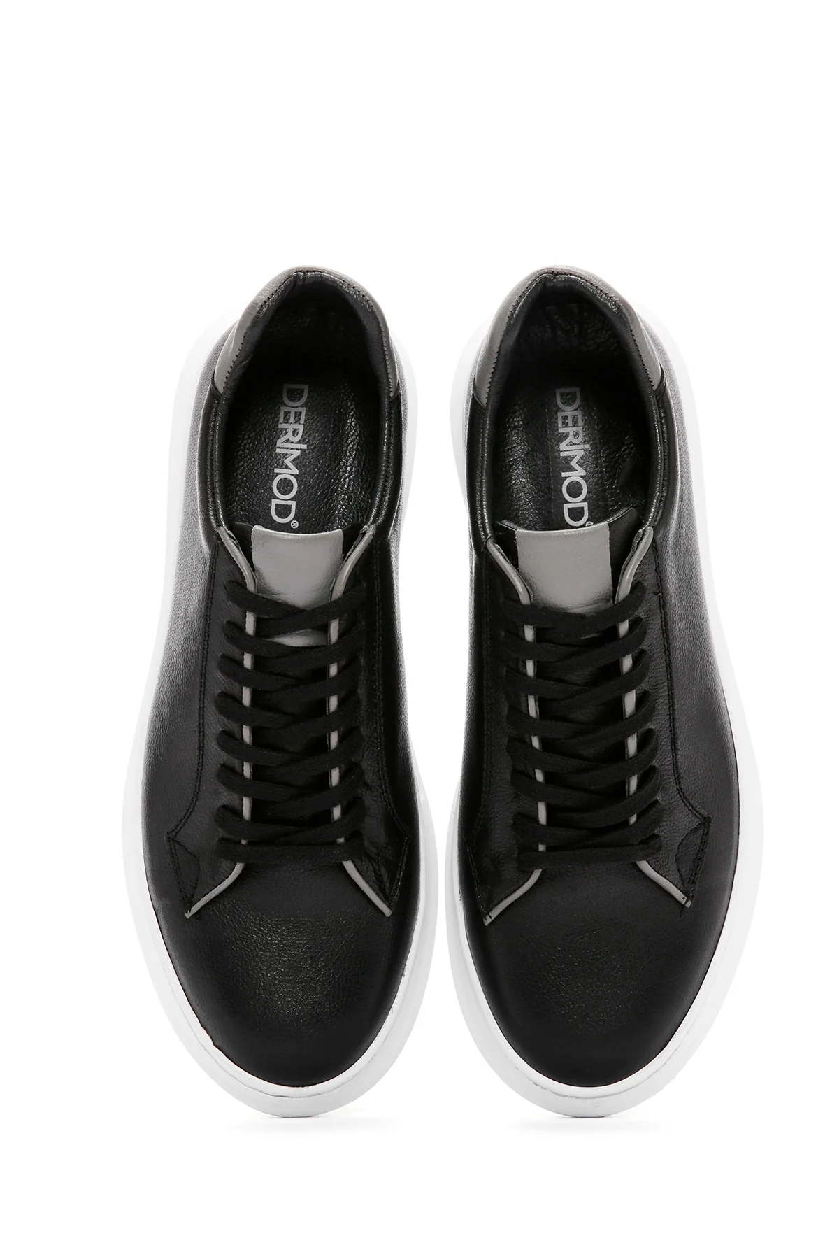 Erkek Siyah Bağcıklı Deri Sneaker - Image 7