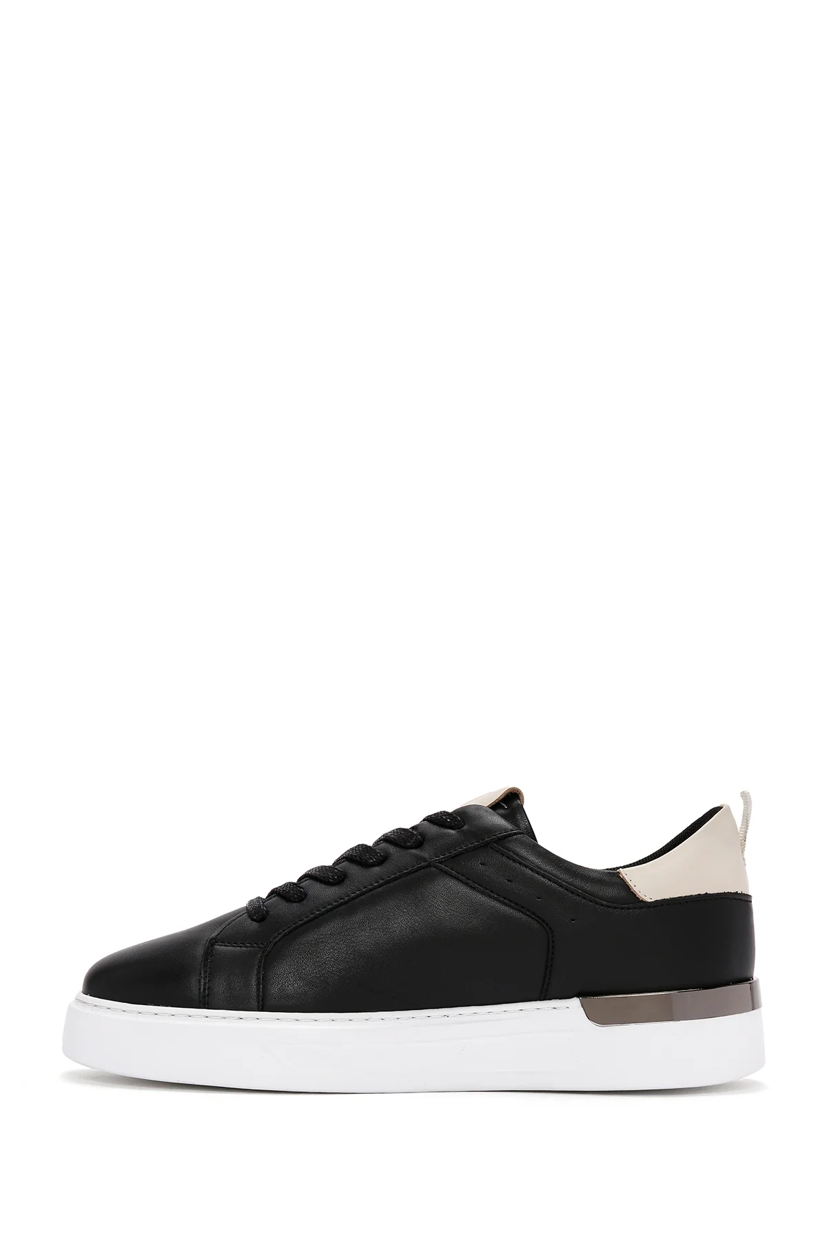 Erkek Siyah Bağcıklı Deri Sneaker - Image 2