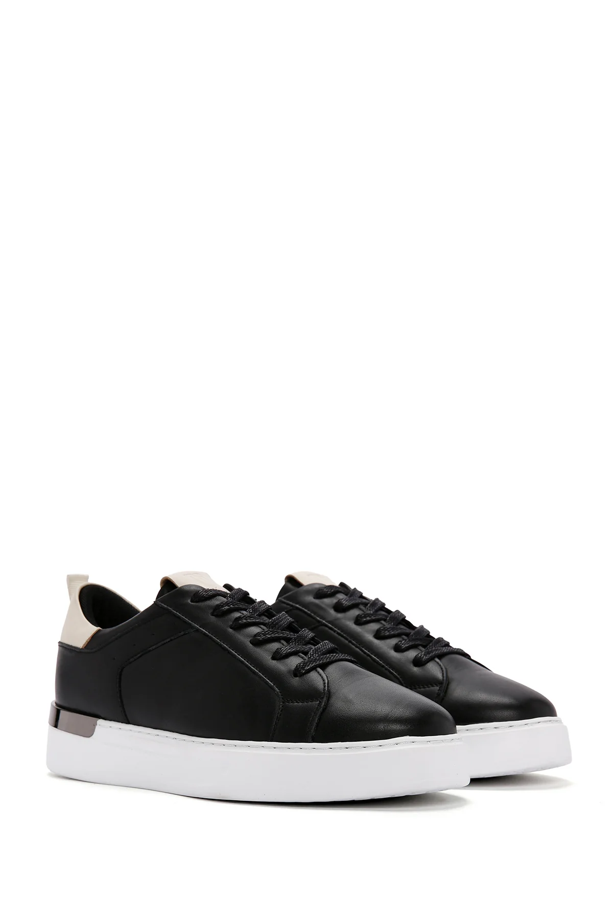 Erkek Siyah Bağcıklı Deri Sneaker - Image 3