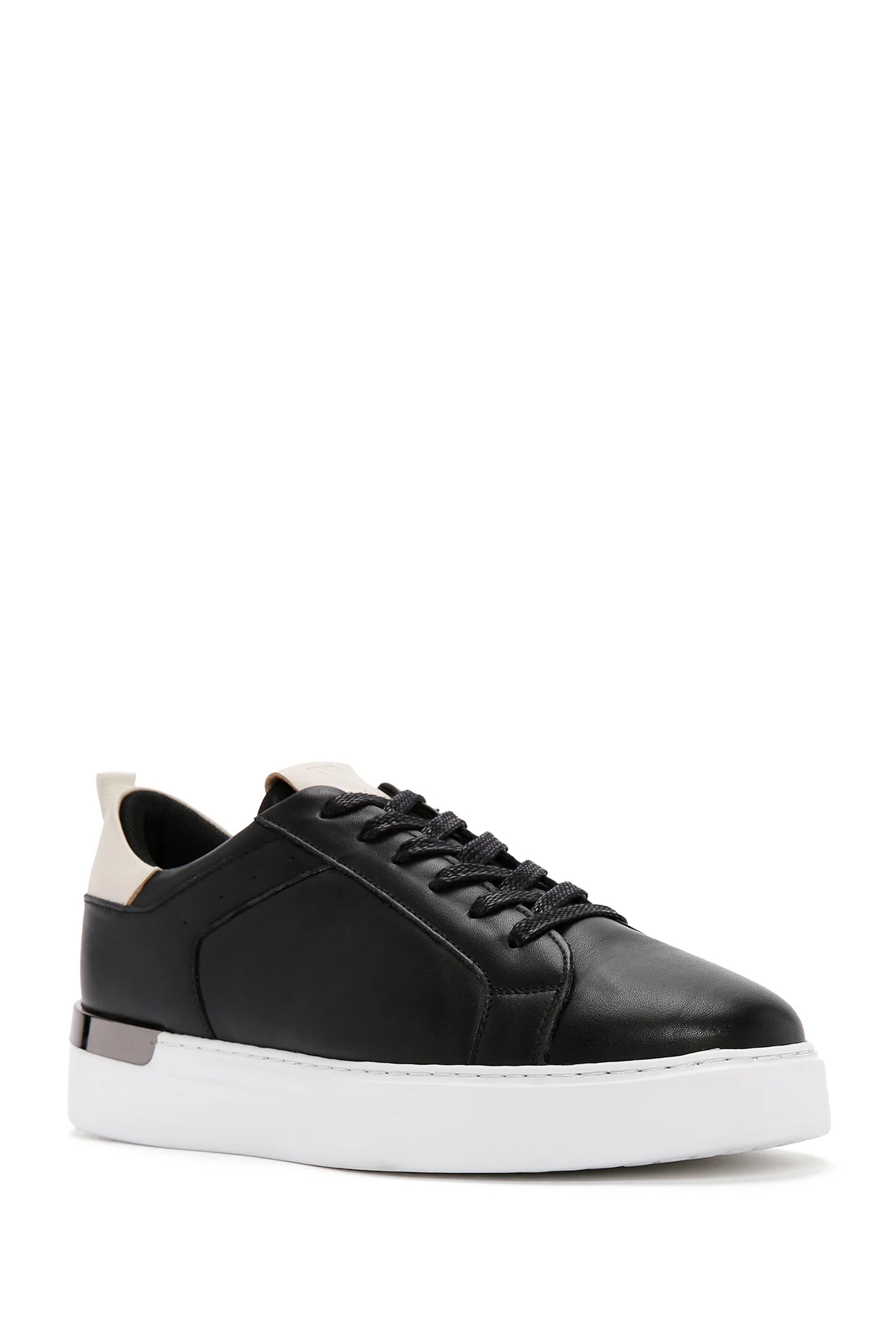 Erkek Siyah Bağcıklı Deri Sneaker - Image 5