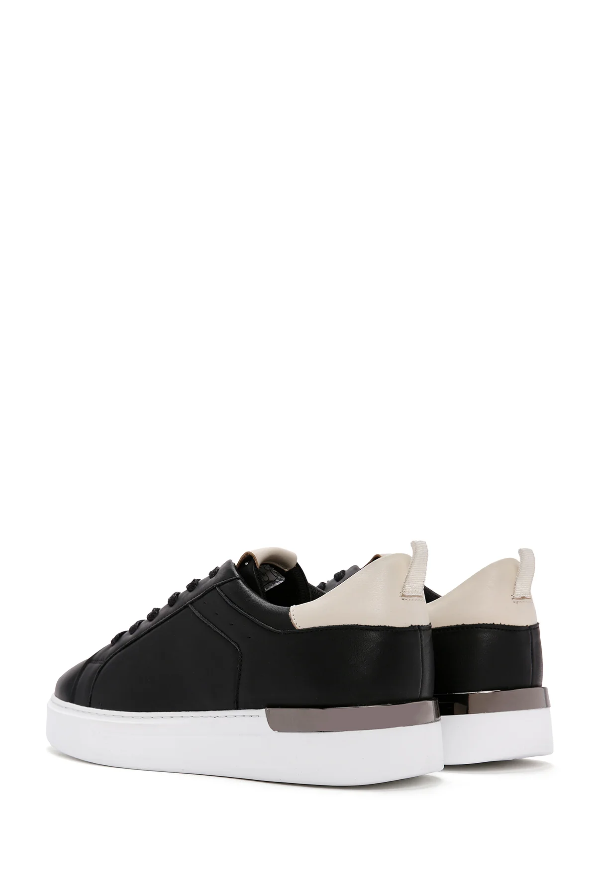 Erkek Siyah Bağcıklı Deri Sneaker - Image 6