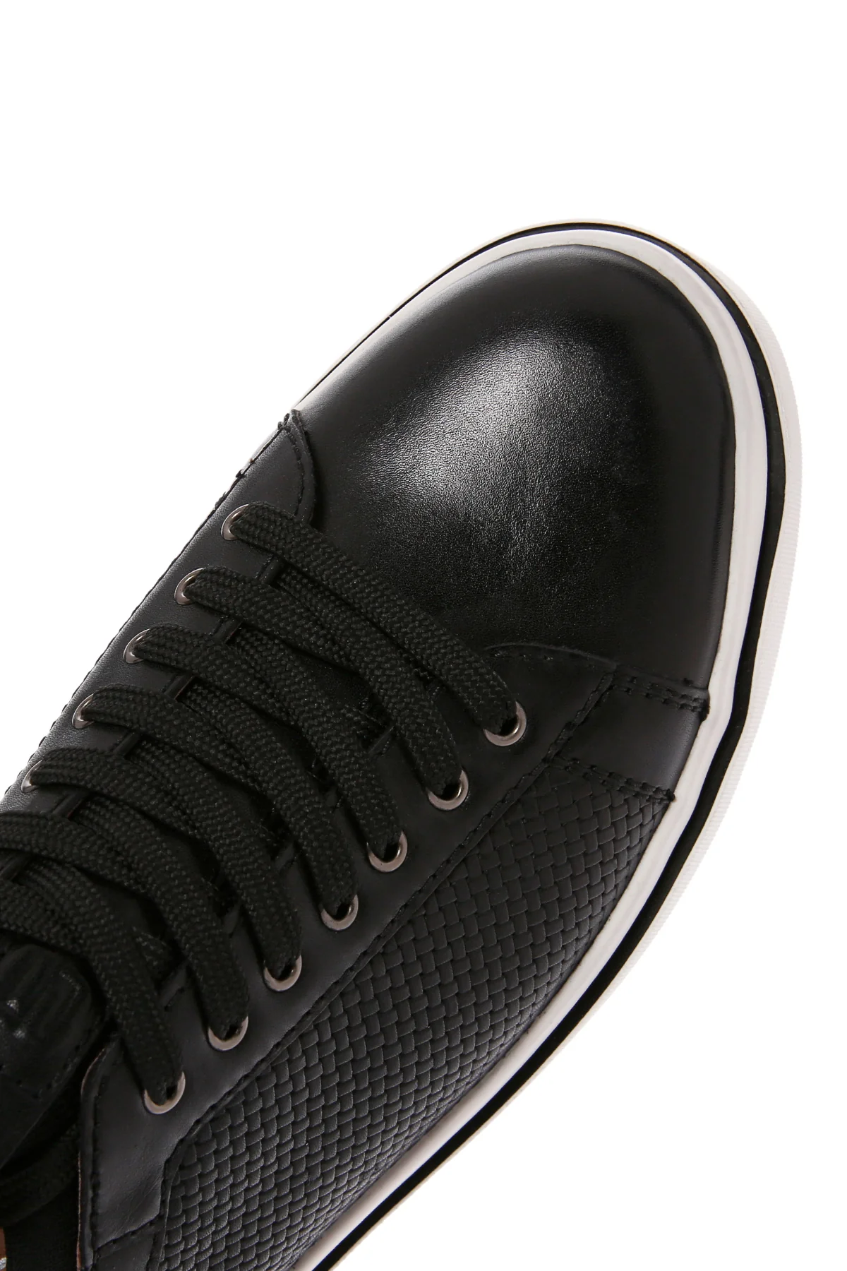 Erkek Siyah Bağcıklı Deri Sneaker - Image 10