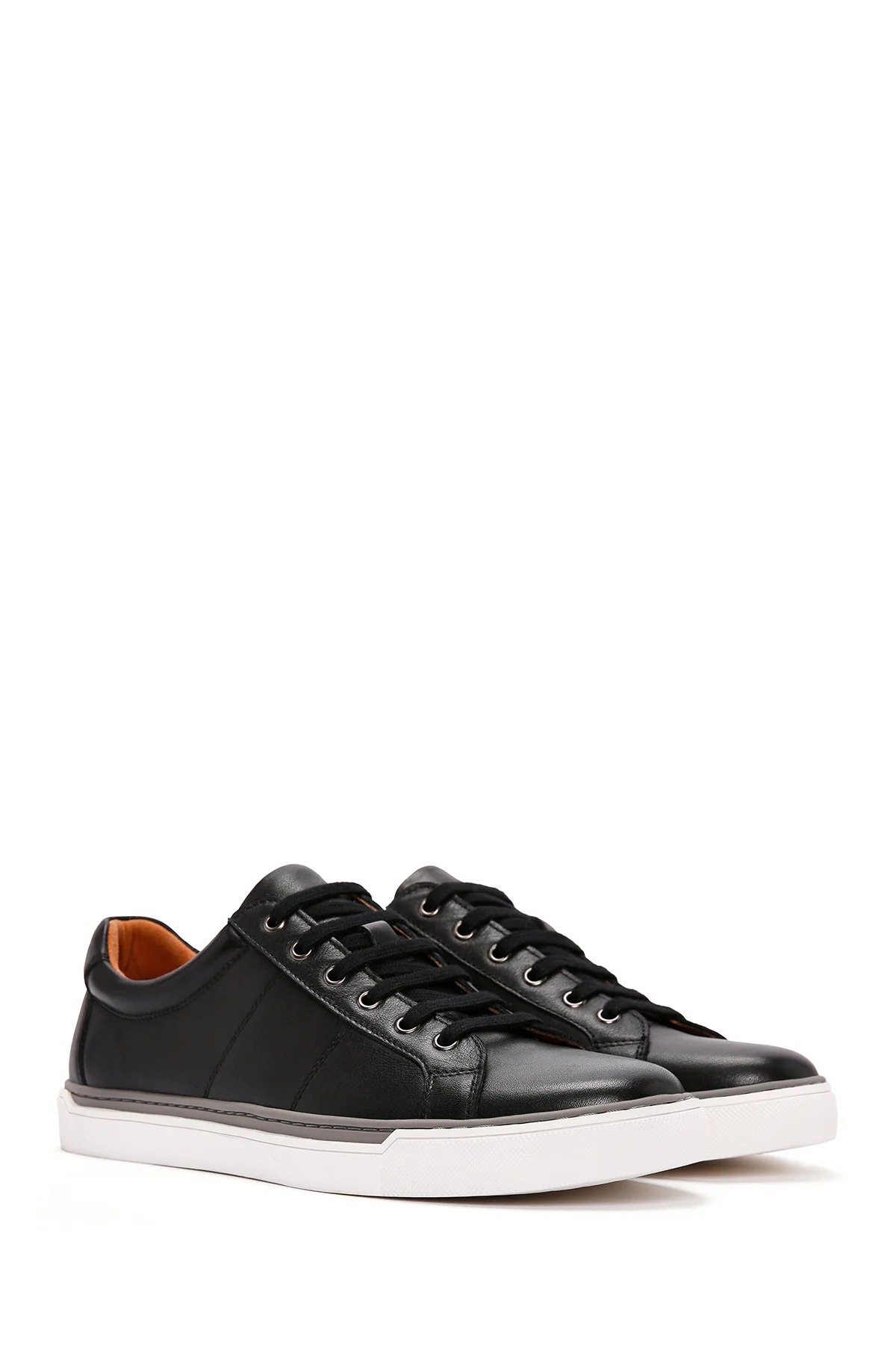 Erkek Siyah Bağcıklı Deri Sneaker - Image 3