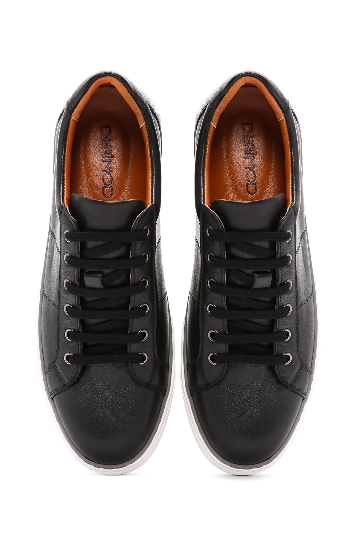 Erkek Siyah Bağcıklı Deri Sneaker - Image 7