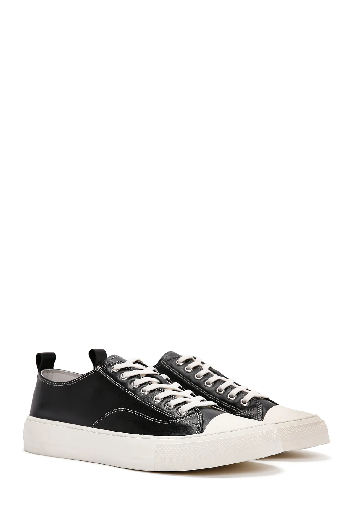 Erkek Siyah Bağcıklı Deri Sneaker - Image 3