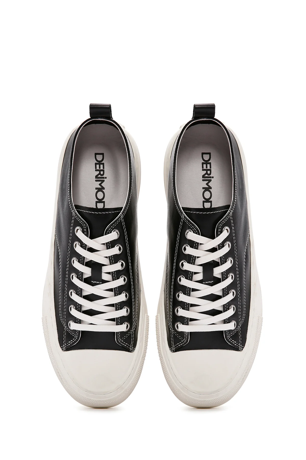Erkek Siyah Bağcıklı Deri Sneaker - Image 7