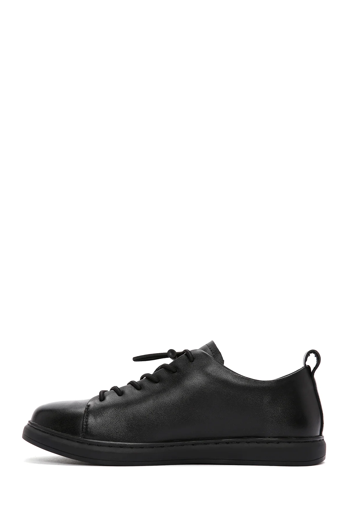 Erkek Siyah Bağcıklı Deri Sneaker - Image 2