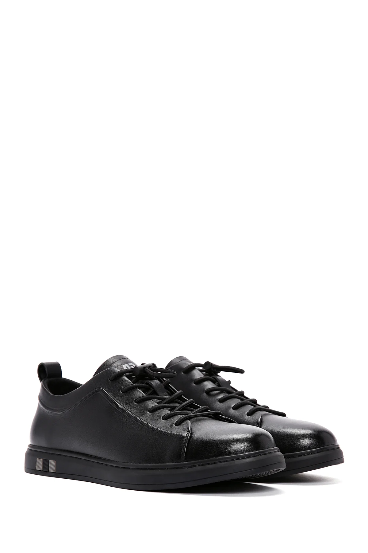 Erkek Siyah Bağcıklı Deri Sneaker - Image 3