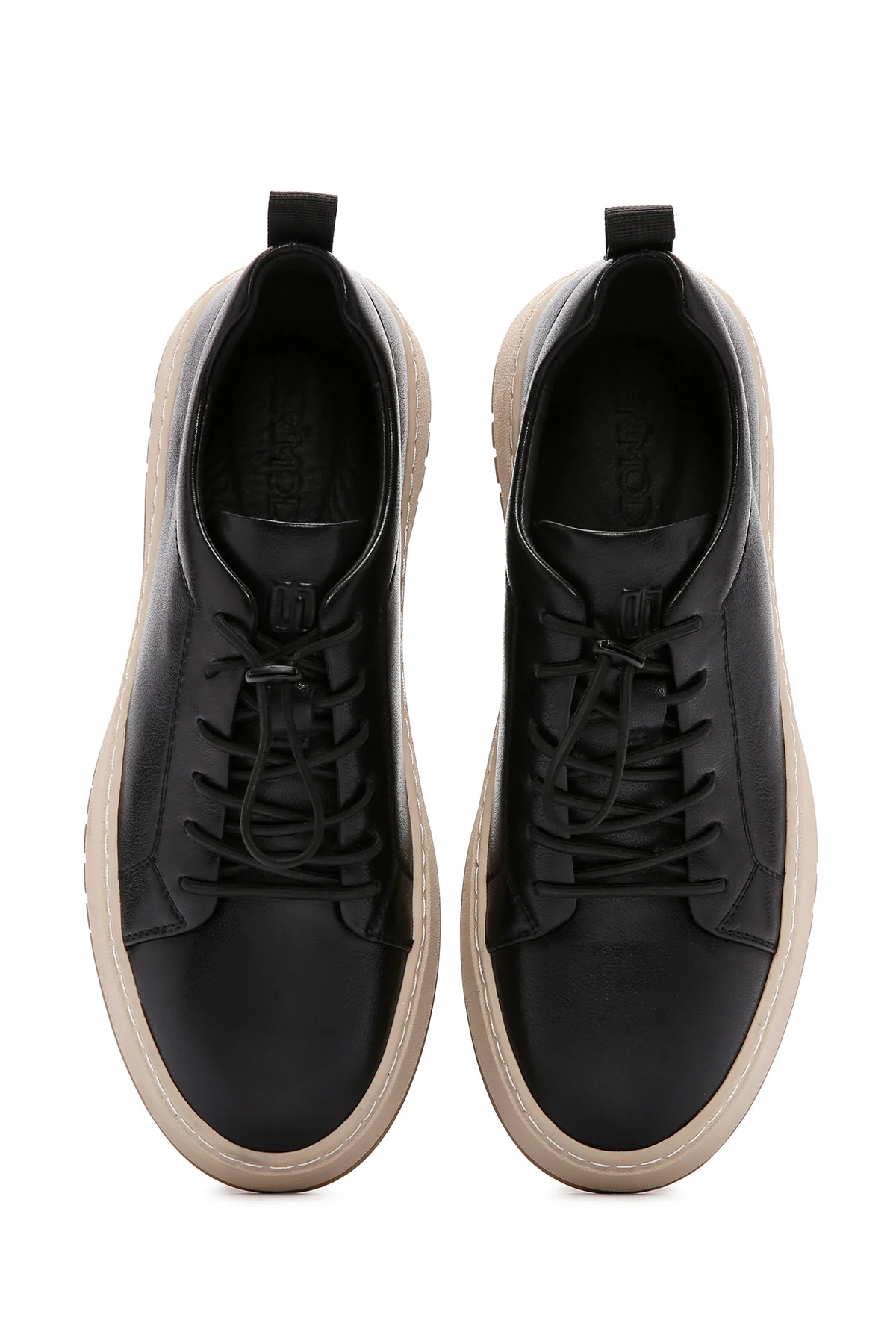 Erkek Siyah Bağcıklı Deri Sneaker - Image 7