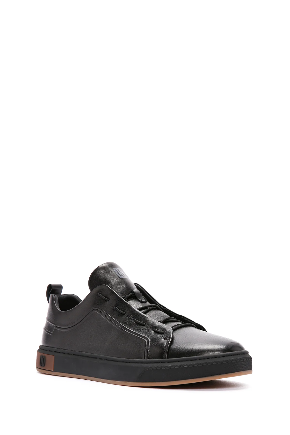 Erkek Siyah Bağcıklı Deri Sneaker - Image 6