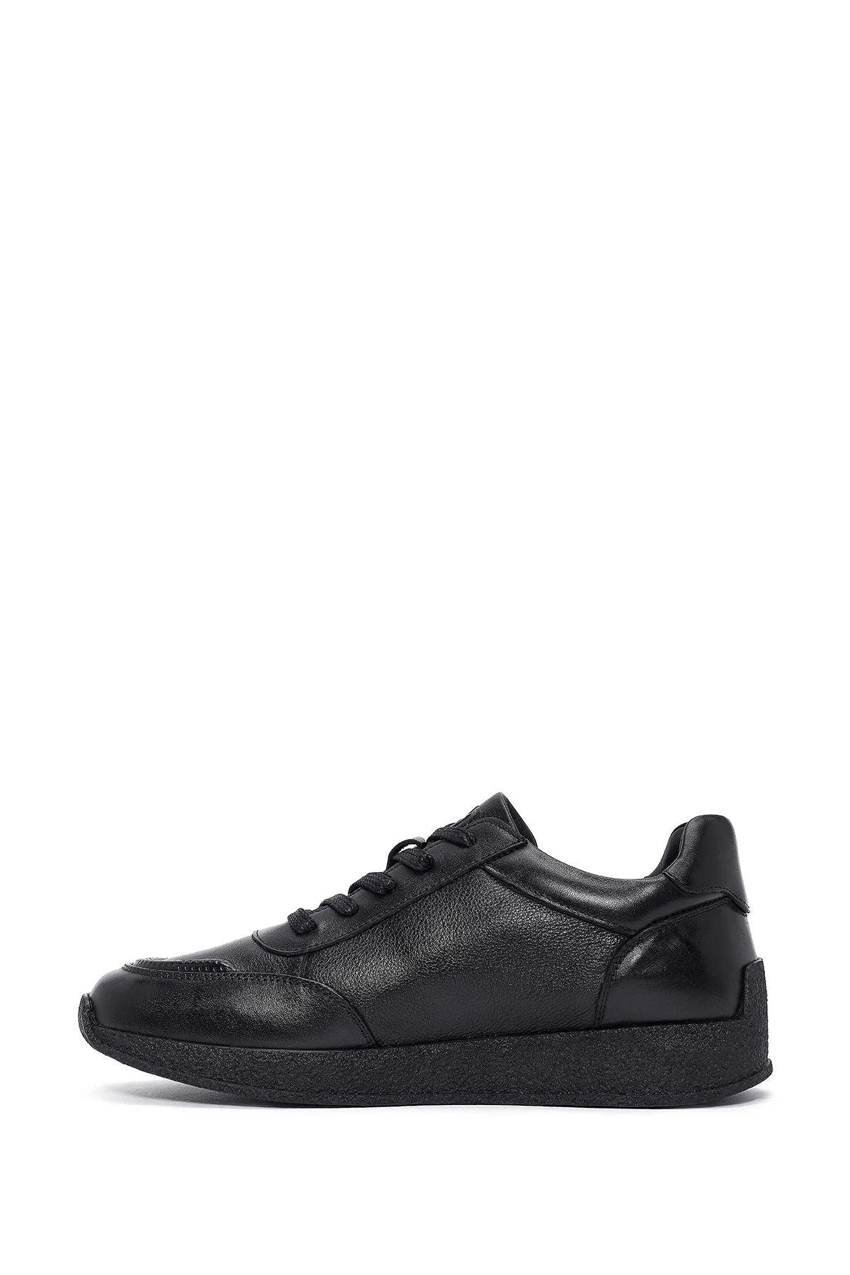 Erkek Siyah Bağcıklı Deri Sneaker - Image 2