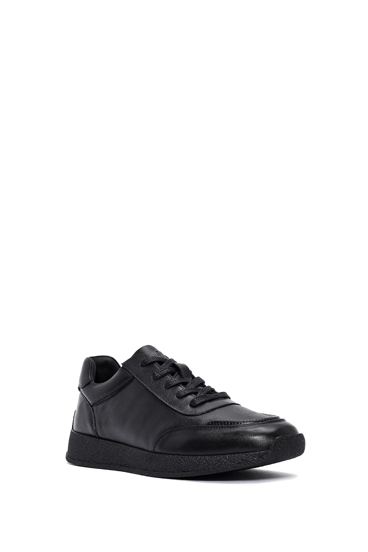 Erkek Siyah Bağcıklı Deri Sneaker - Image 6