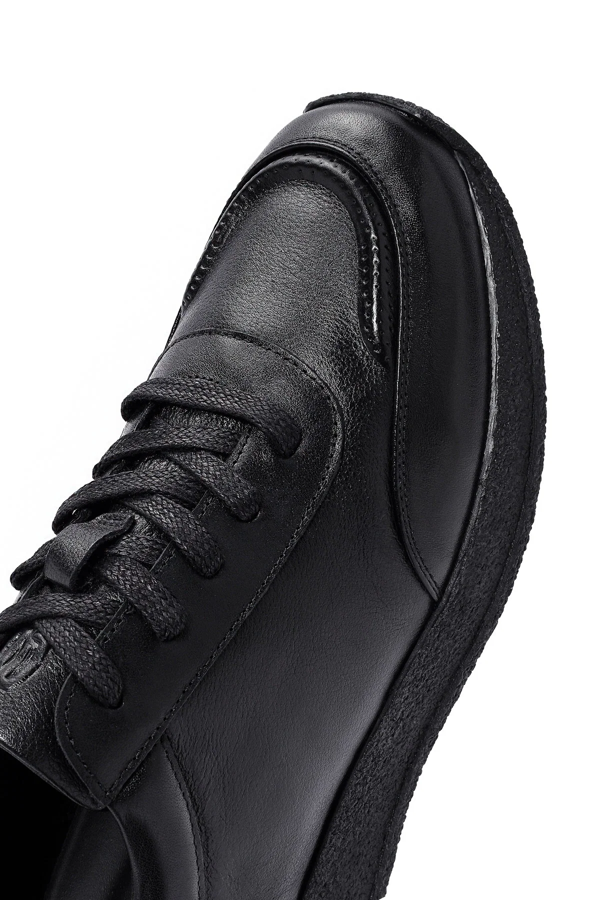 Erkek Siyah Bağcıklı Deri Sneaker - Image 8