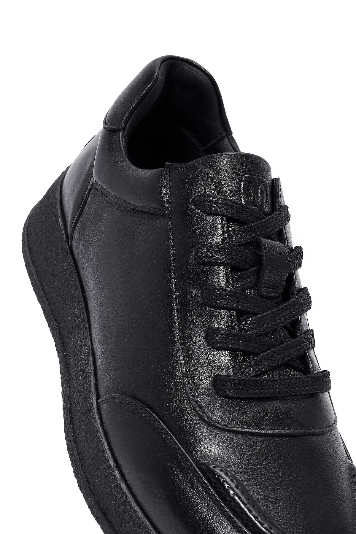 Erkek Siyah Bağcıklı Deri Sneaker - Image 9