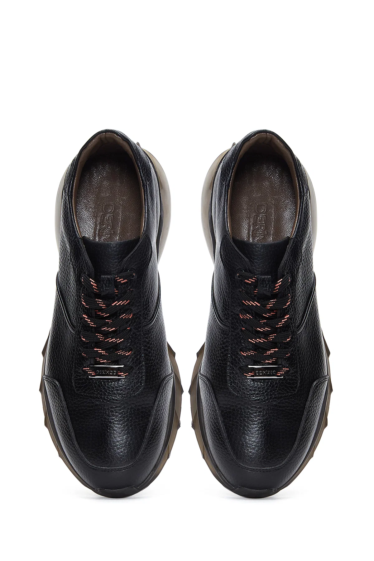 Erkek Siyah Bağcıklı Deri Sneaker - Image 6