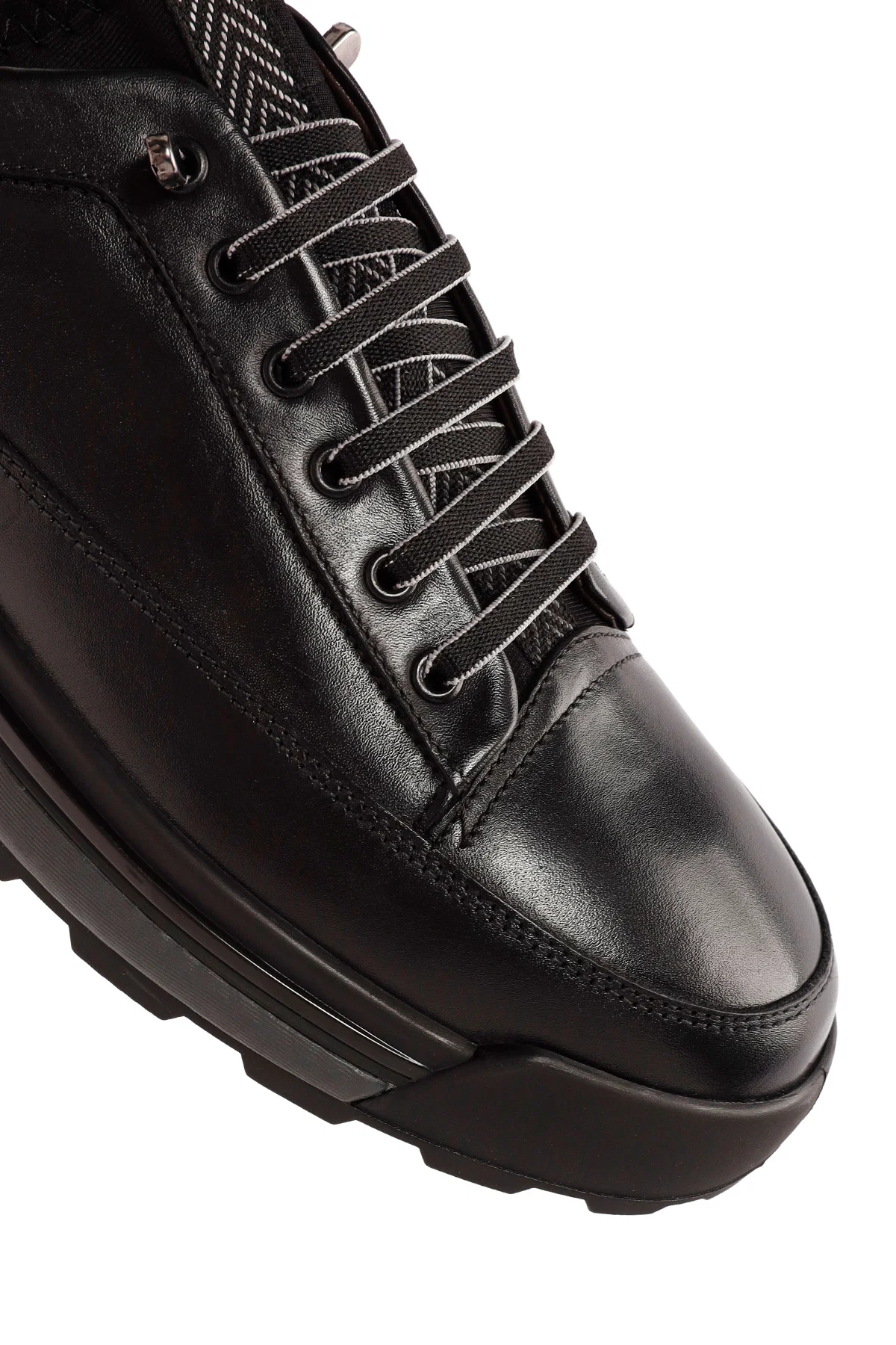 Erkek Siyah Bağcıklı Deri Sneaker - Image 9