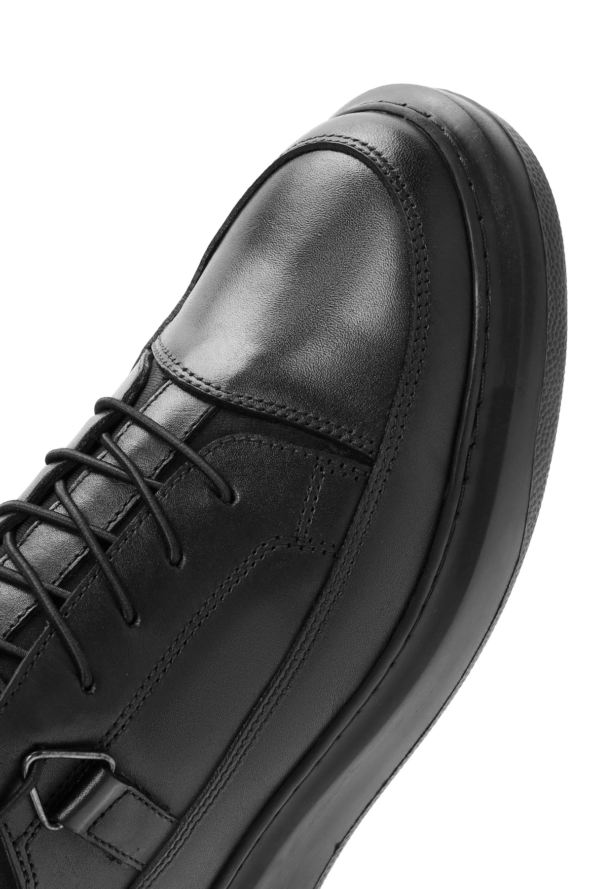 Erkek Siyah Bağcıklı Deri Sneaker - Image 9