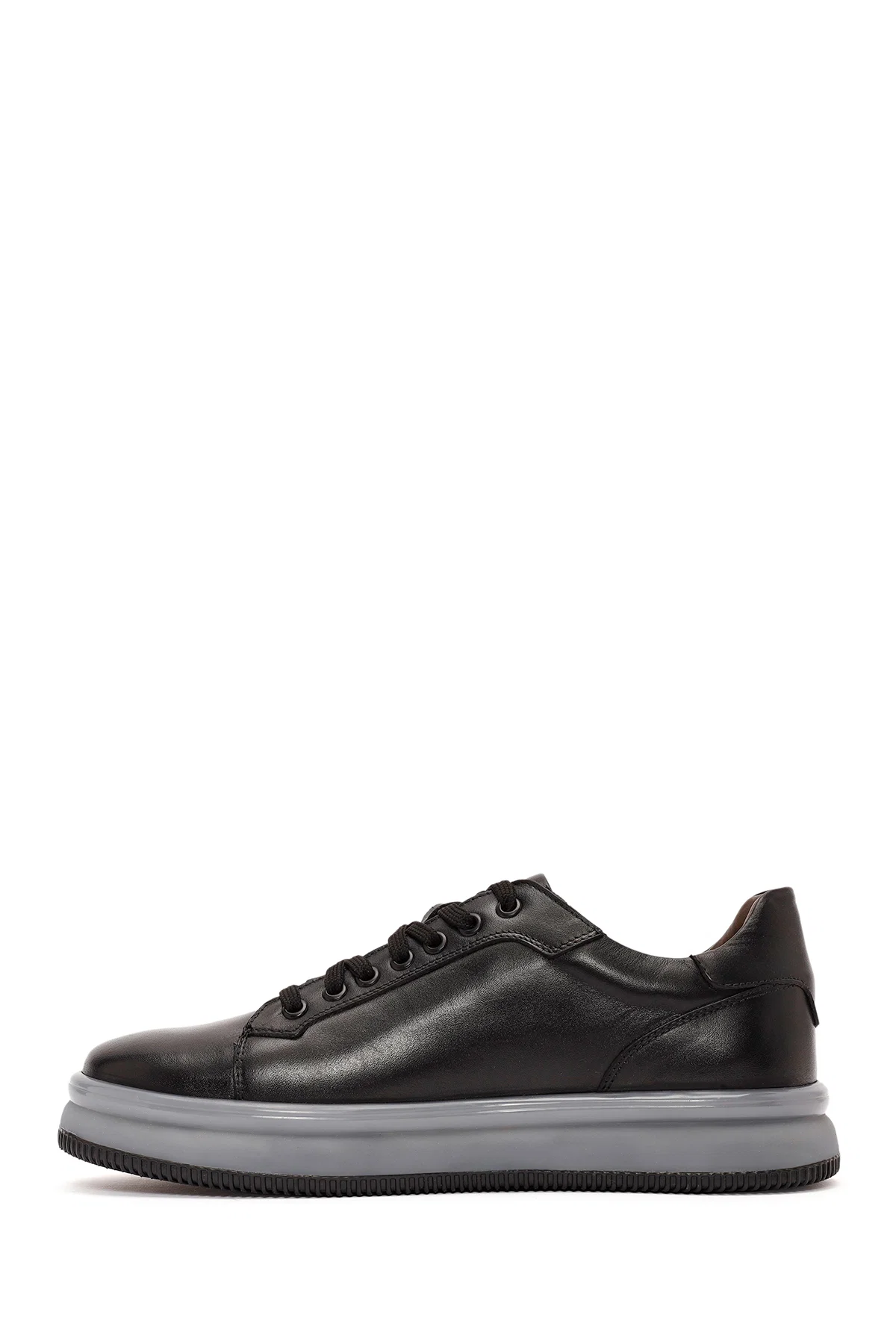 Erkek Siyah Bağcıklı Deri Sneaker - Image 2