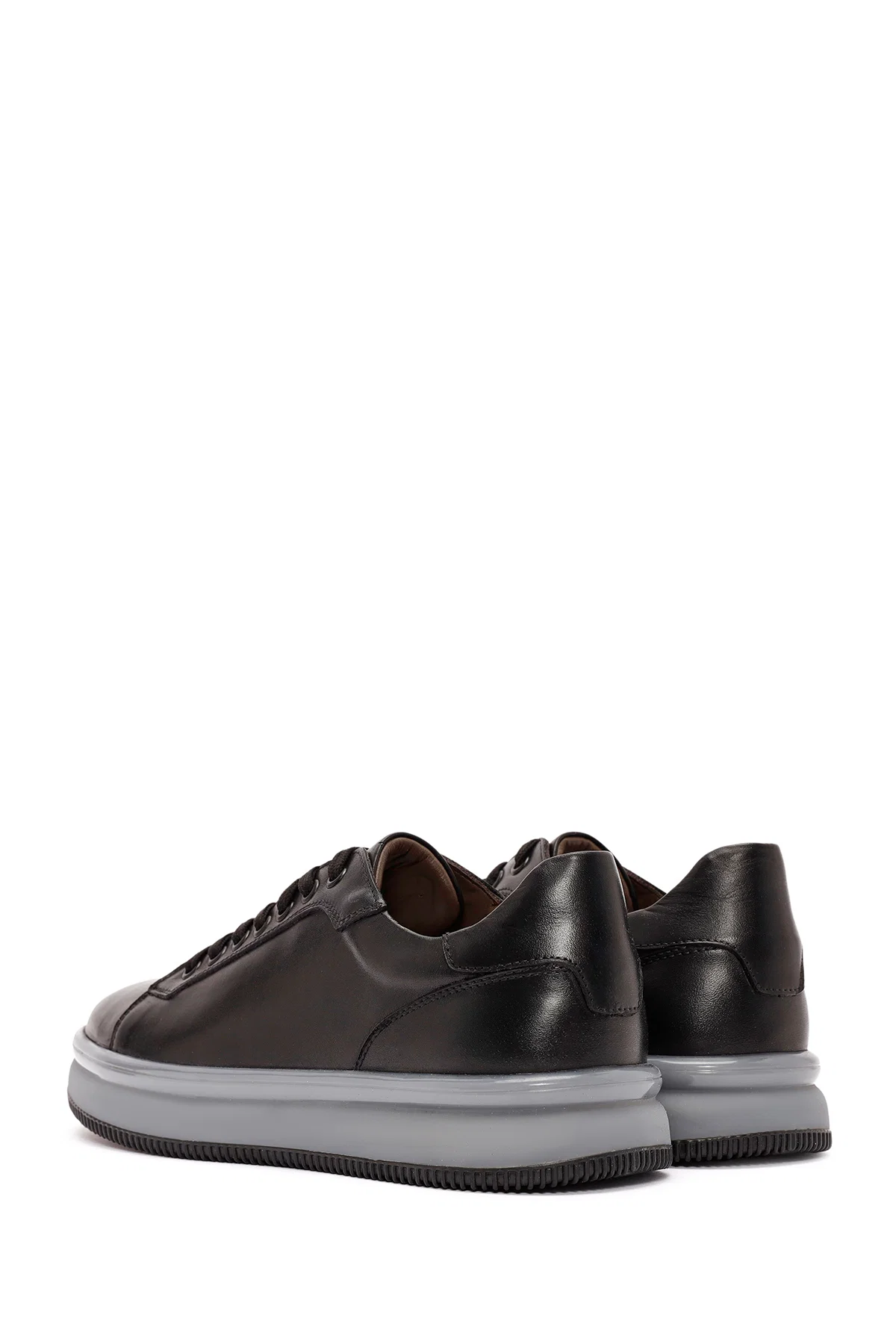 Erkek Siyah Bağcıklı Deri Sneaker - Image 5