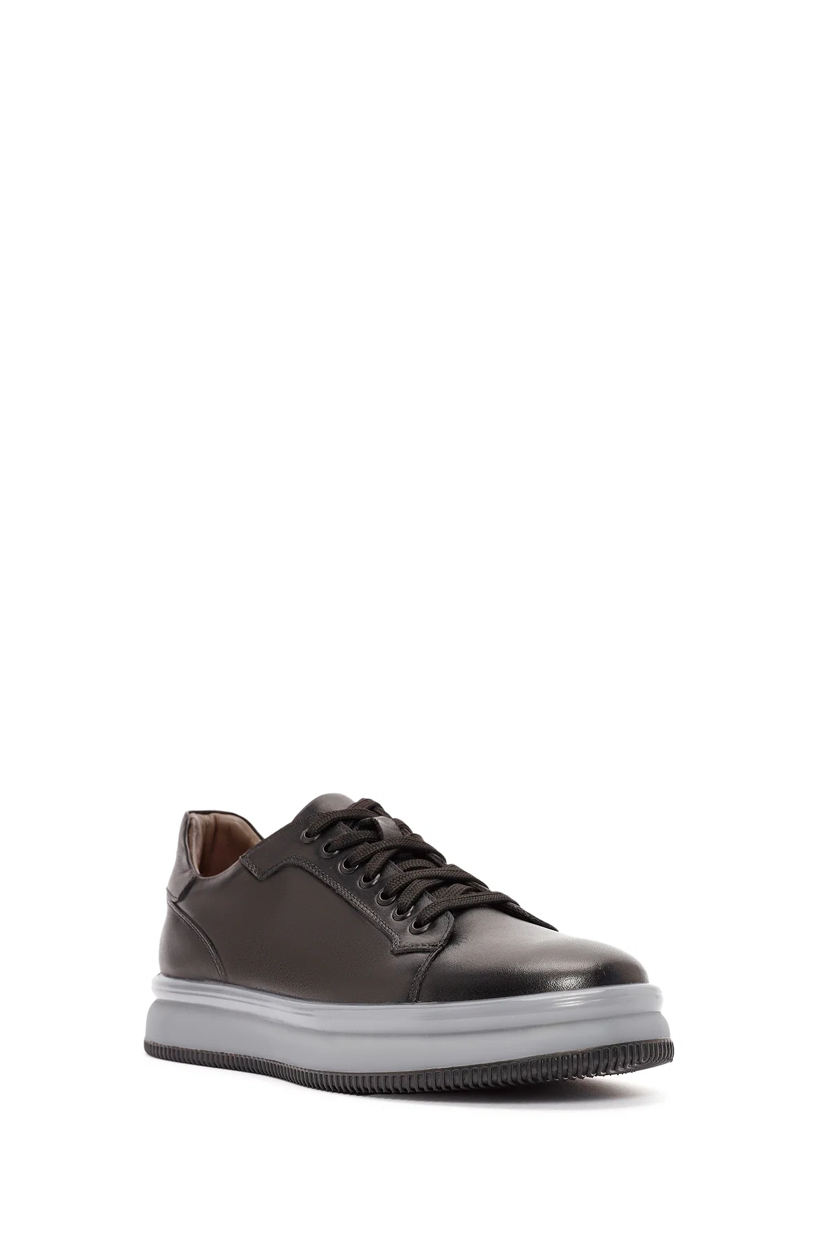Erkek Siyah Bağcıklı Deri Sneaker - Image 6