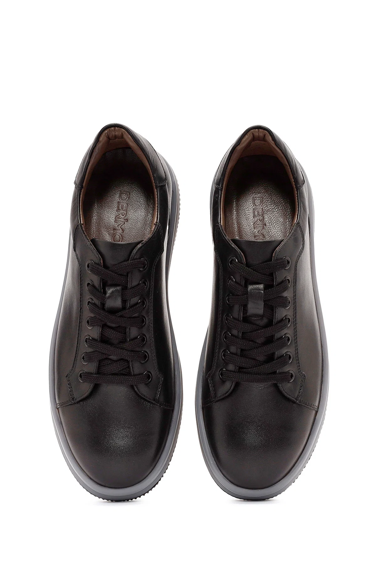 Erkek Siyah Bağcıklı Deri Sneaker - Image 7