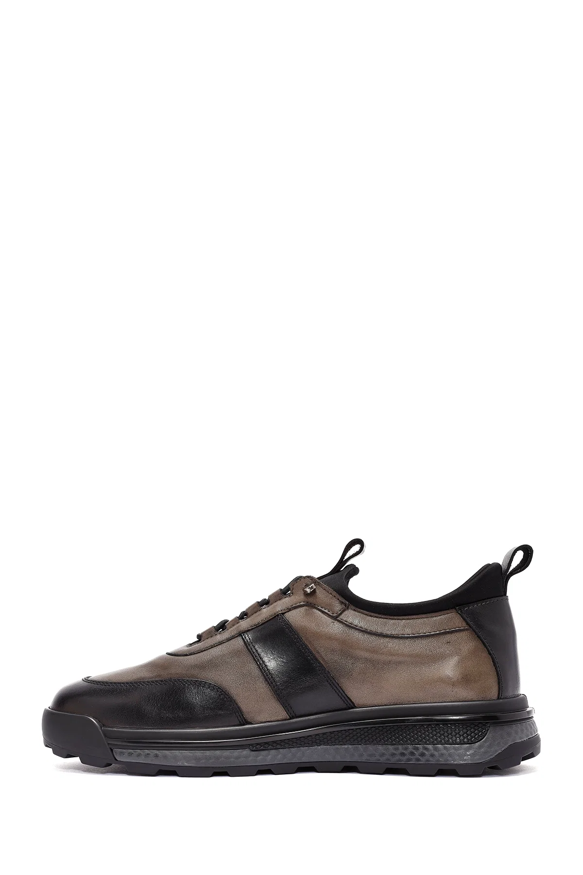 Erkek Siyah Bağcıklı Deri Sneaker - Image 2