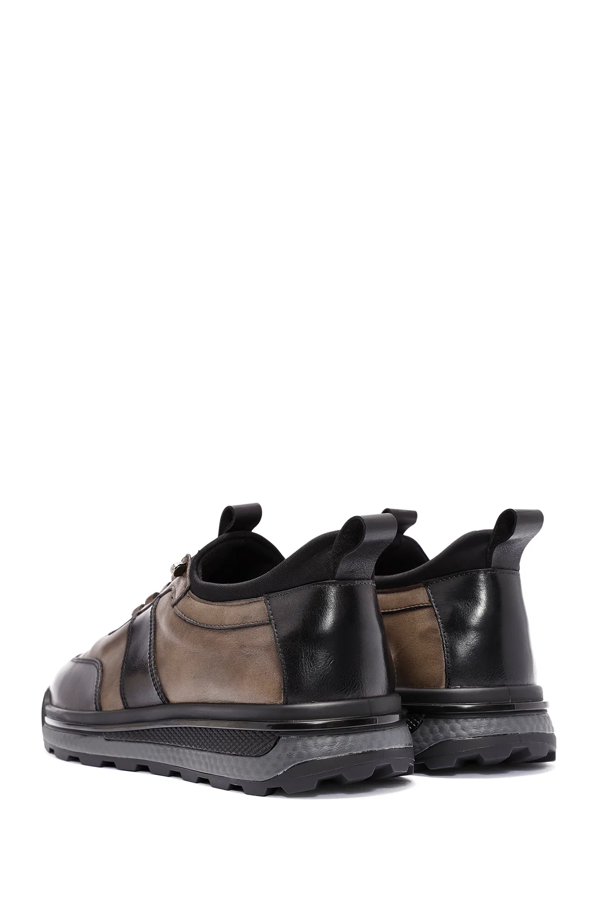 Erkek Siyah Bağcıklı Deri Sneaker - Image 5